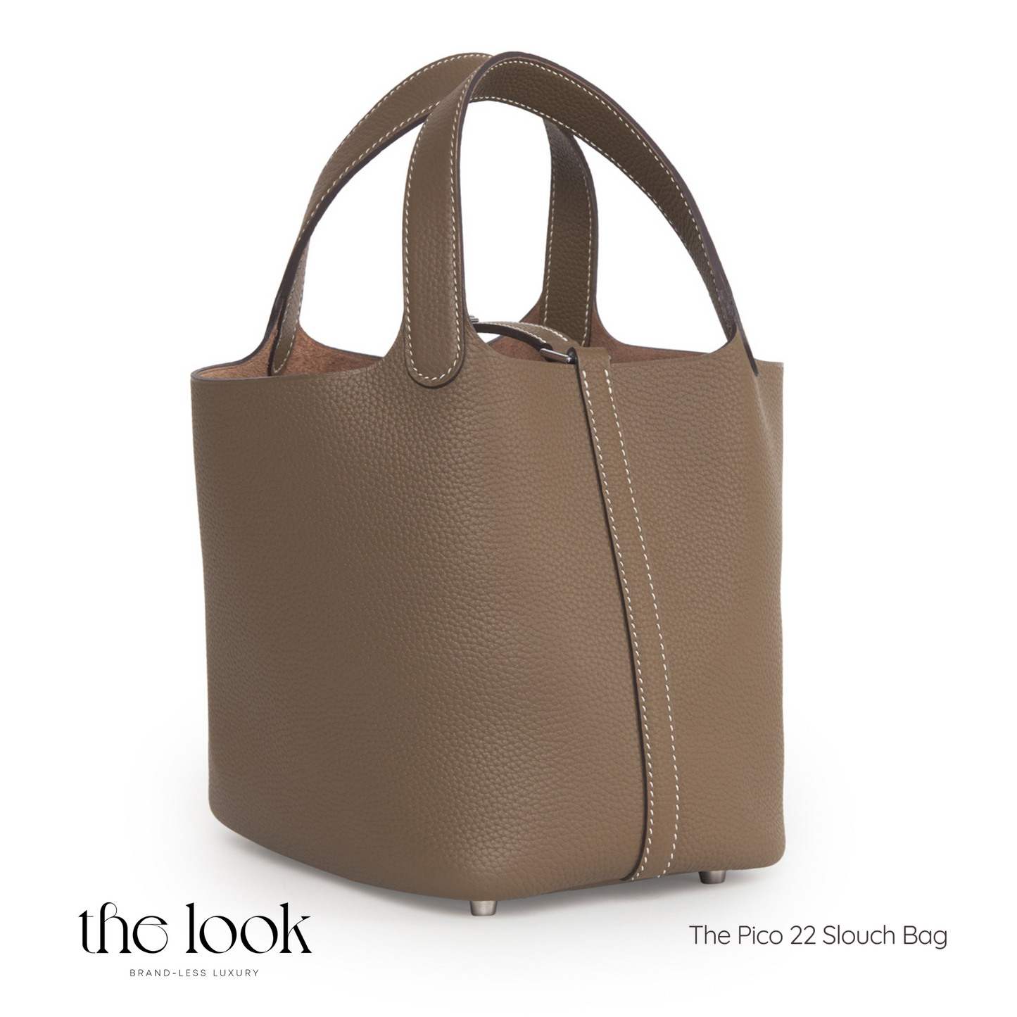 The Pico 22 Slouch Bag Clemence Leather in Etoupe SHW by The Look ( Elité Edition)