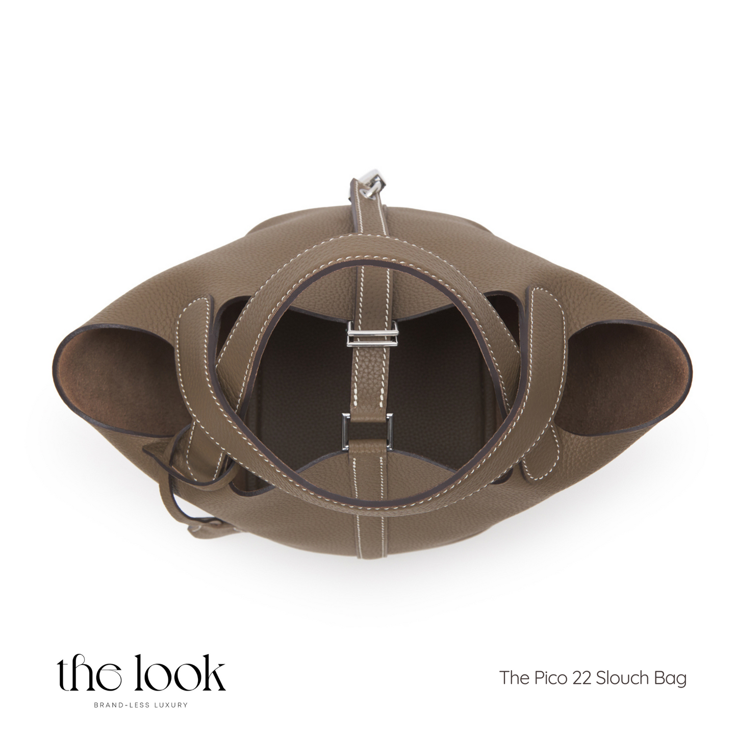 The Pico 22 Slouch Bag Clemence Leather in Etoupe SHW by The Look ( Elité Edition)