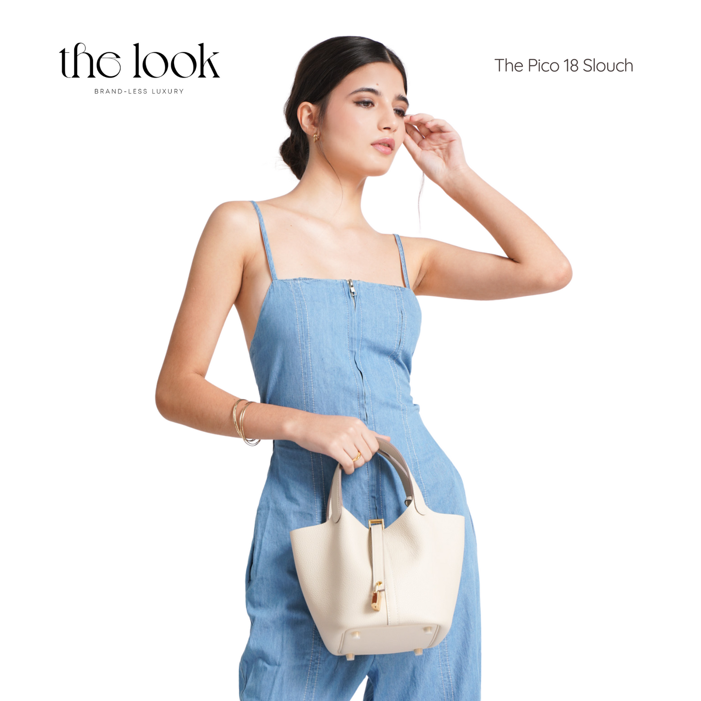The Pico 18 Slouch Bag Clemence Leather in Etoupe SHW by The Look (Elité Edition)