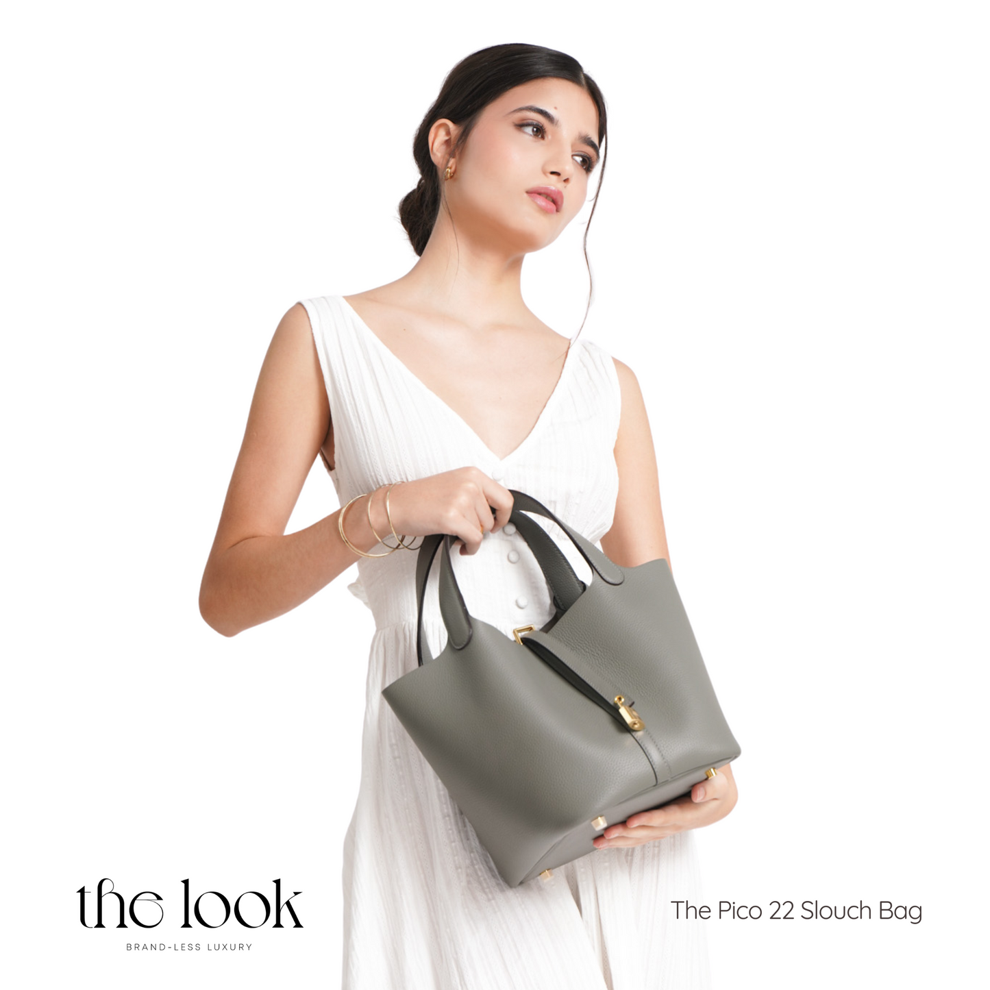 The Pico 22 Slouch Bag Clemence Leather in Noir SHW by The Look ( Elité Edition)