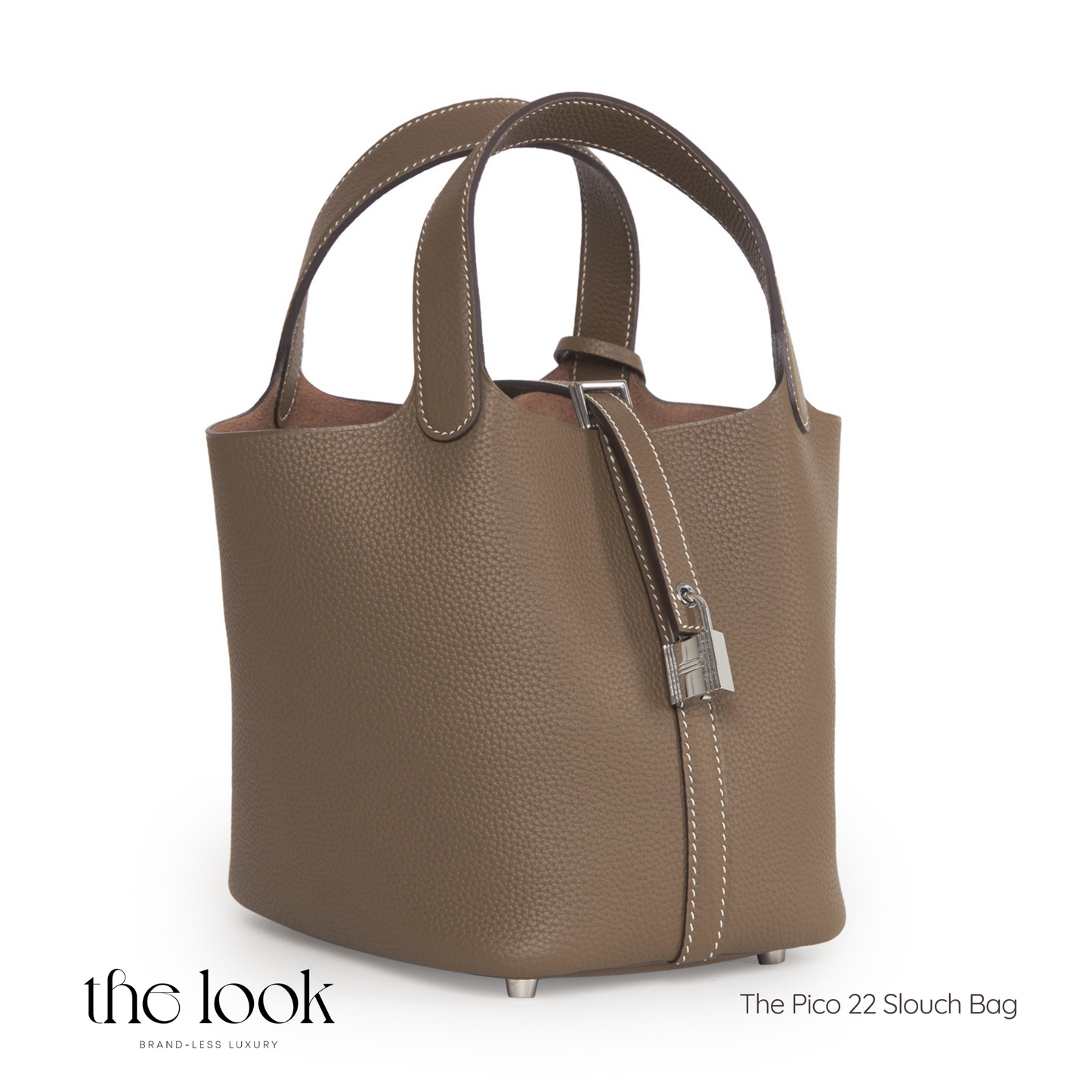 The Pico 22 Slouch Bag Clemence Leather in Etoupe SHW by The Look ( Elité Edition)