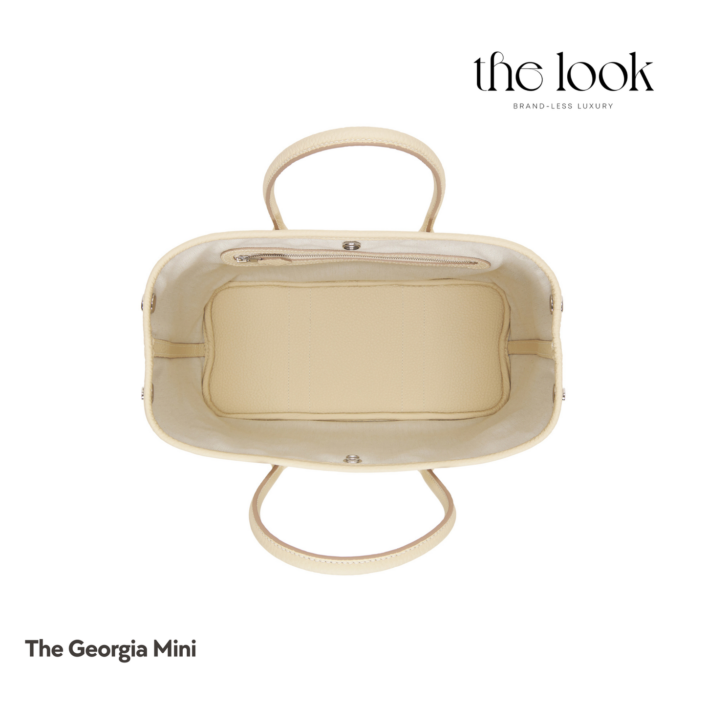 Georgia Mini Tote- Cream Pebbled Calfskin Leather- The Look Officiel