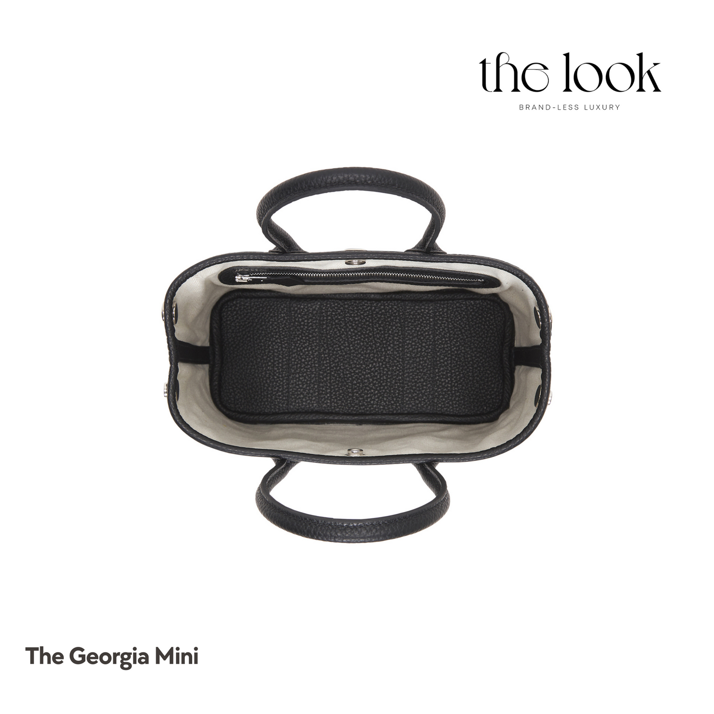 Georgia Mini Tote- Black Pebbled Calfskin Leather- The Look Officiel