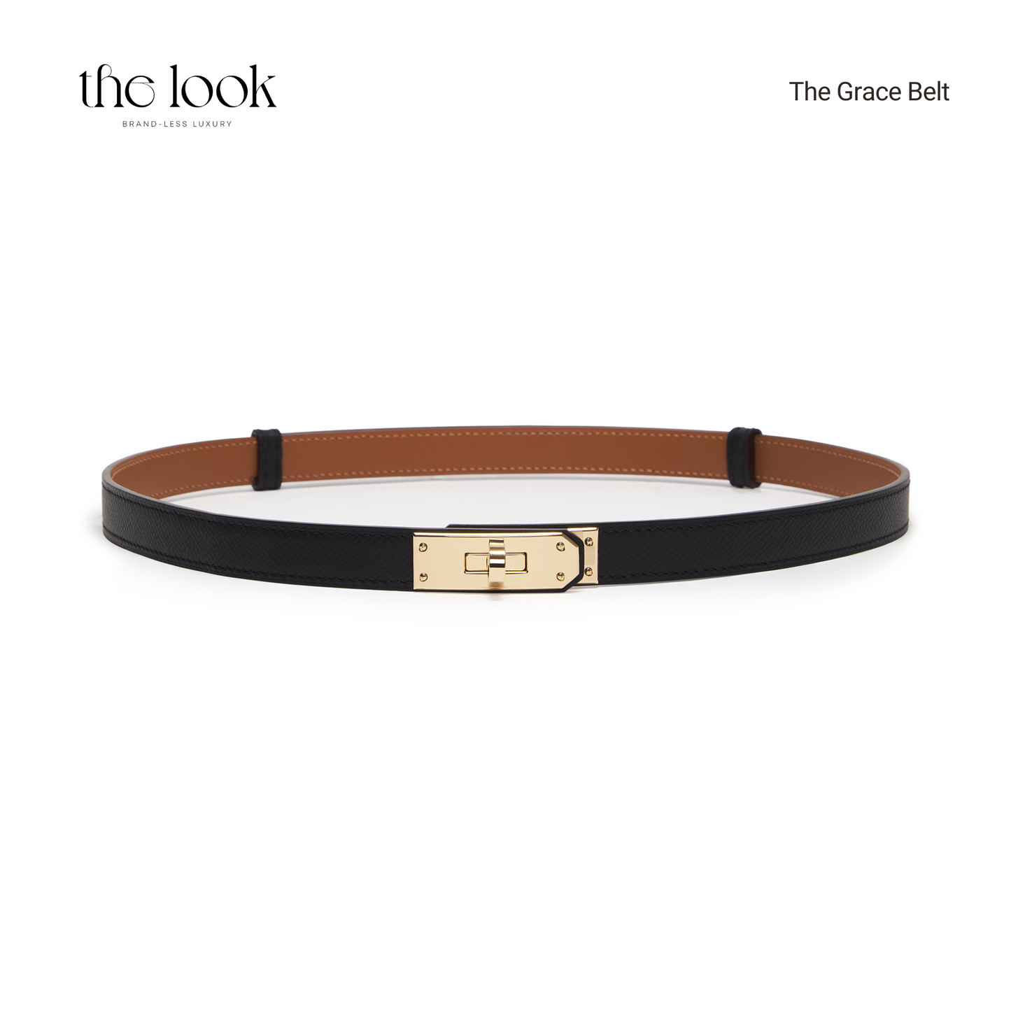 The Grace Adjustable Belt in Noir GHW by The Look