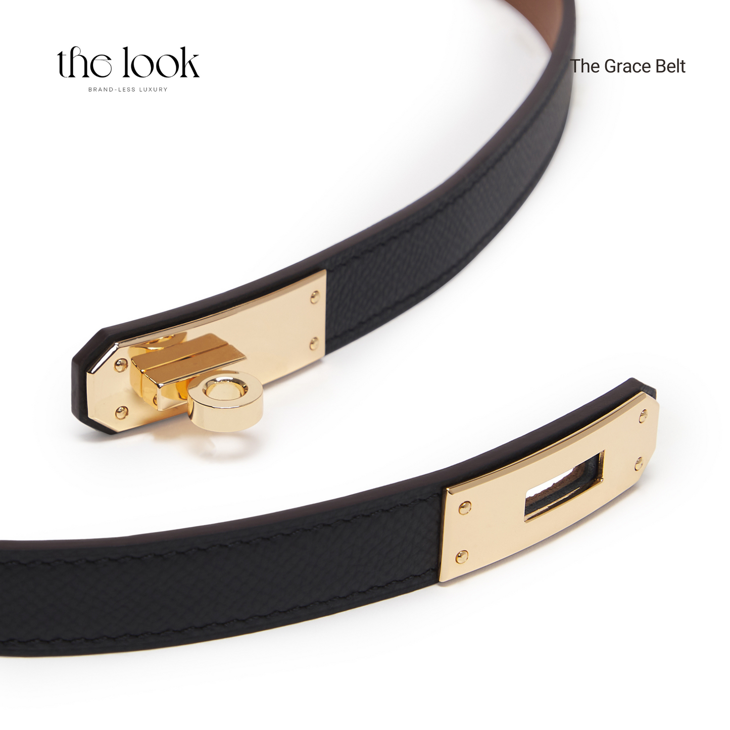 The Grace Adjustable Belt in Noir GHW by The Look