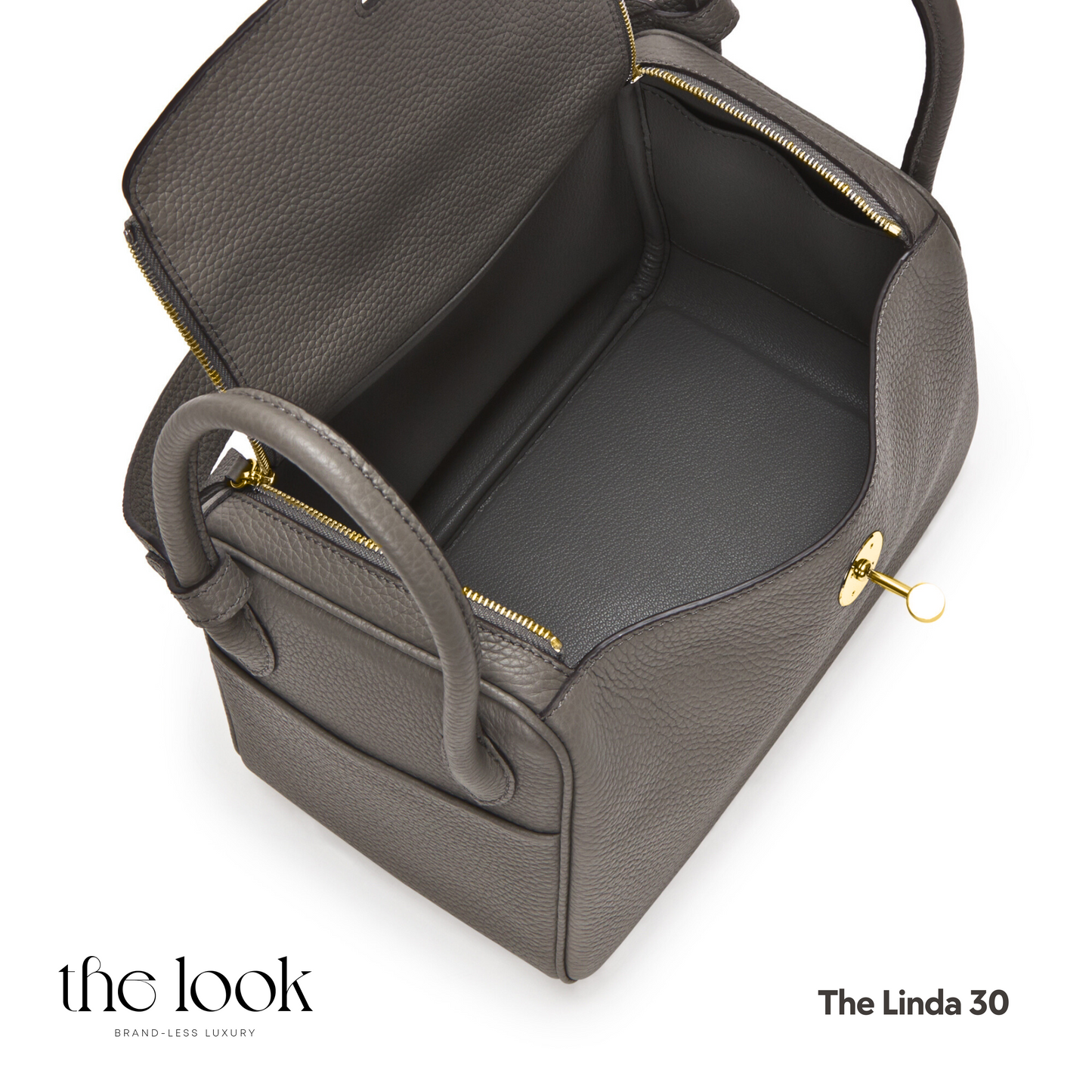 The Linda 30 Large Shoulder Bag- Etain Togo Leather| Gold Hardware