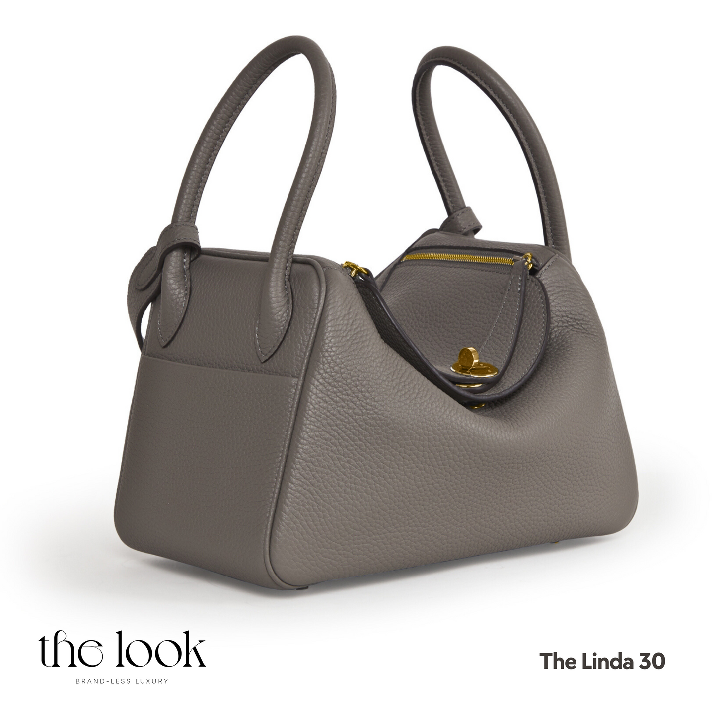The Linda 30 Large Shoulder Bag- Etain Togo Leather| Gold Hardware