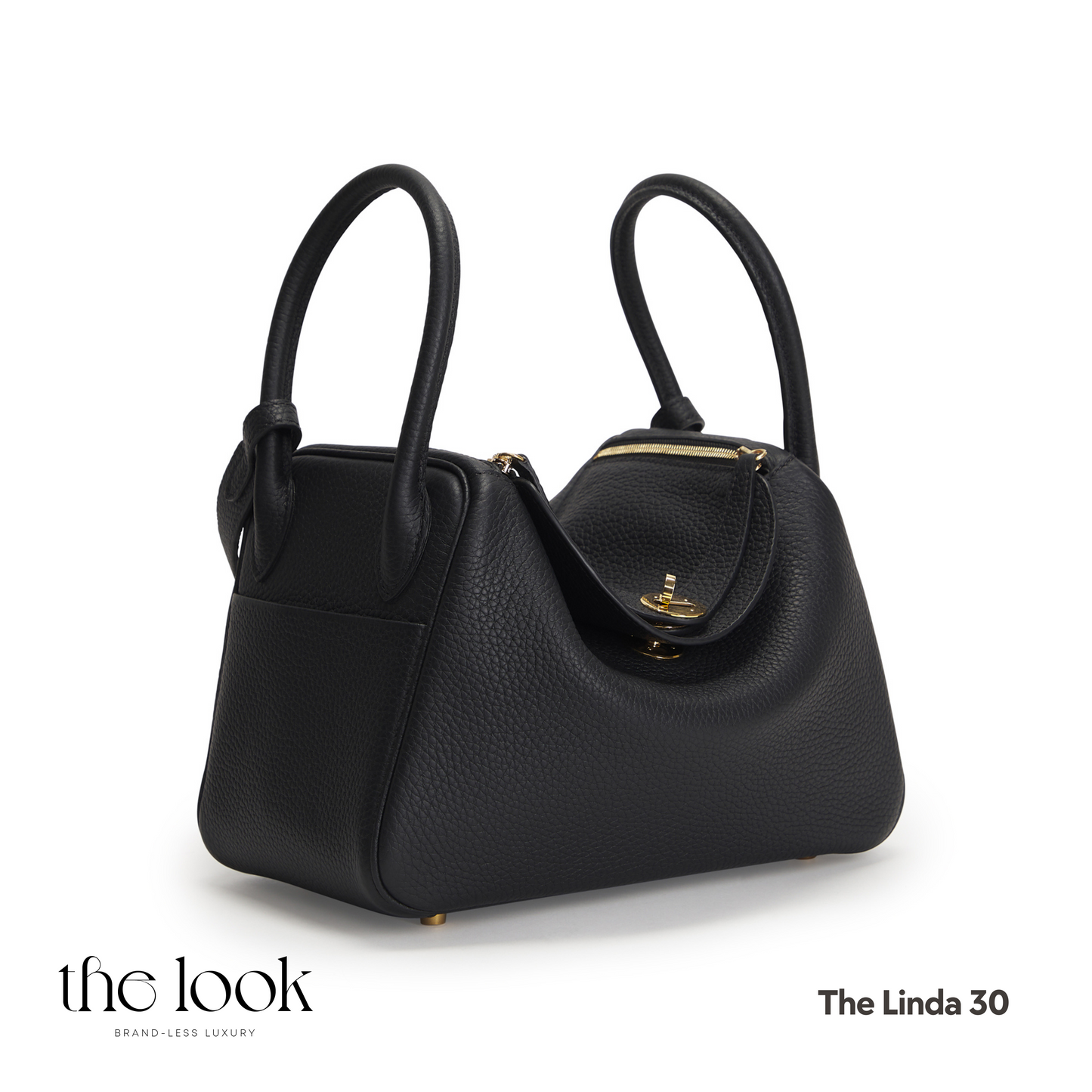 The Linda 30 Large Shoulder Bag- Black Togo Leather| Gold Hardware