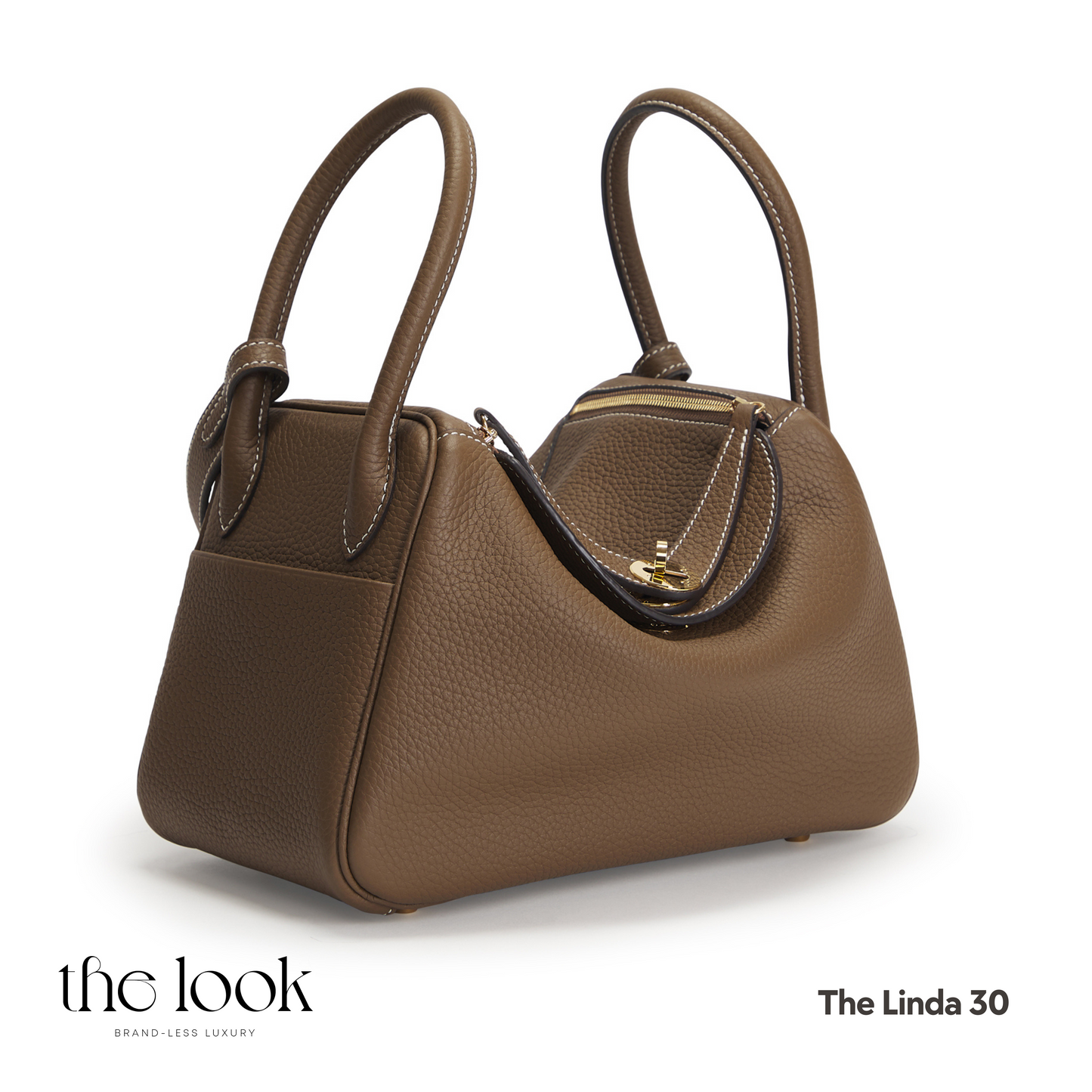 The Linda 30 Large Shoulder Bag- Etoupe Togo Leather| Gold Hardware