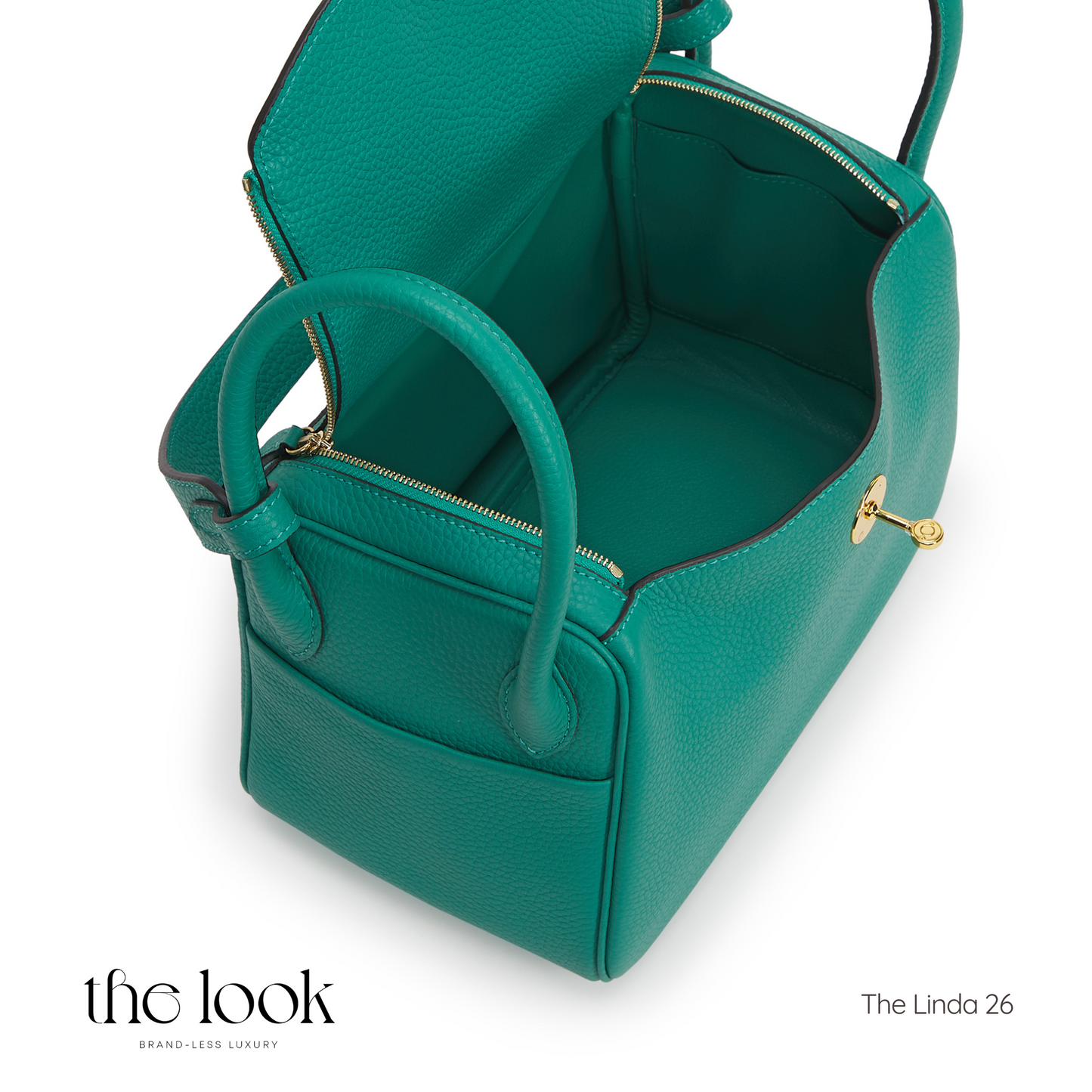 The Linda 26 Medium Shoulder Bag- Vert Jade Togo Leather| Gold Hardware