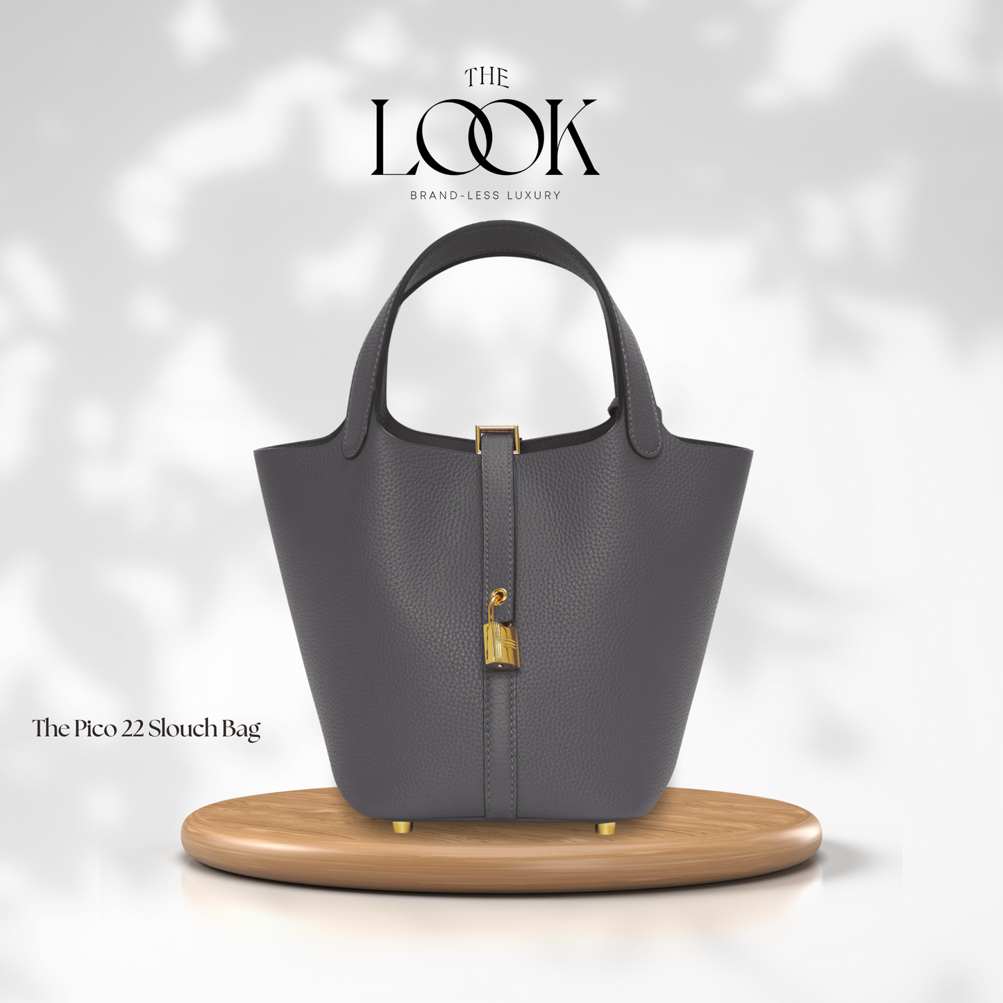 The Portia 22 Graphite Medium Bucket Bag- Soft Calfskin Leather | Gold Hardware ( Elité Edition)