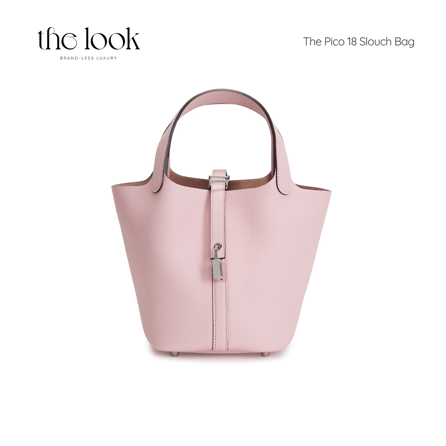 The Pico 18 Slouch Bag Clemence Leather in Sakura Pink SHW by The Look