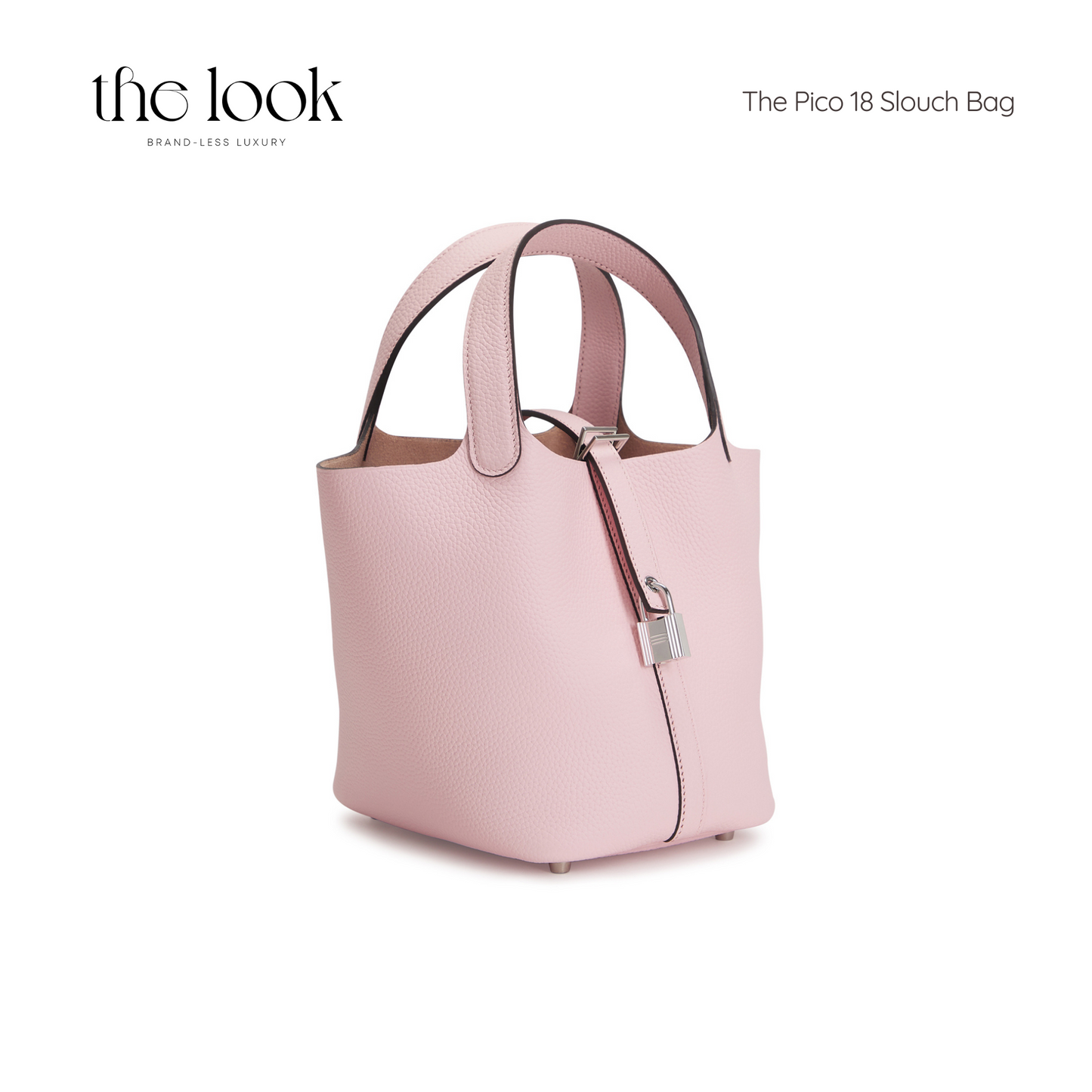 The Pico 18 Slouch Bag Clemence Leather in Sakura Pink SHW by The Look