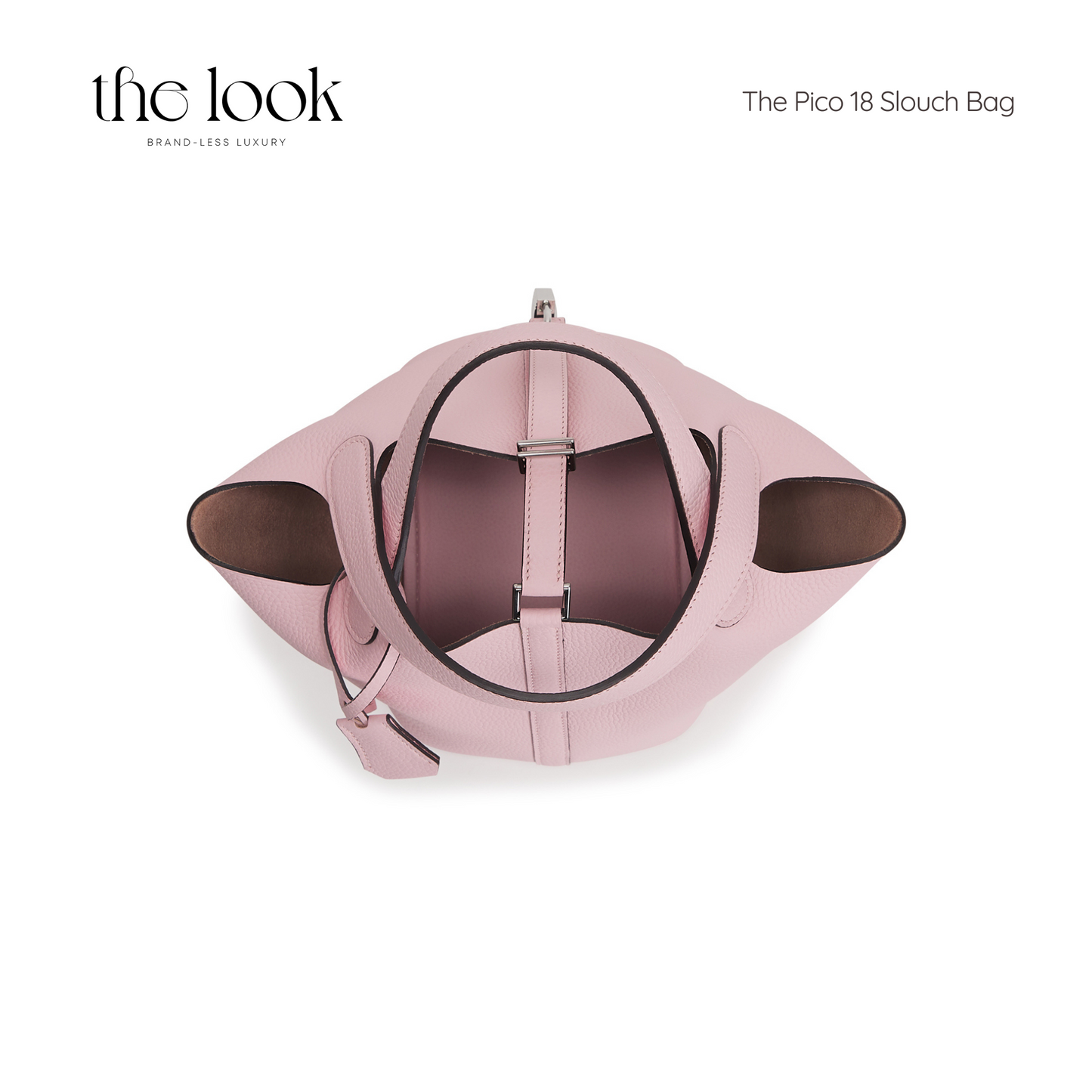 The Pico 18 Slouch Bag Clemence Leather in Sakura Pink SHW by The Look