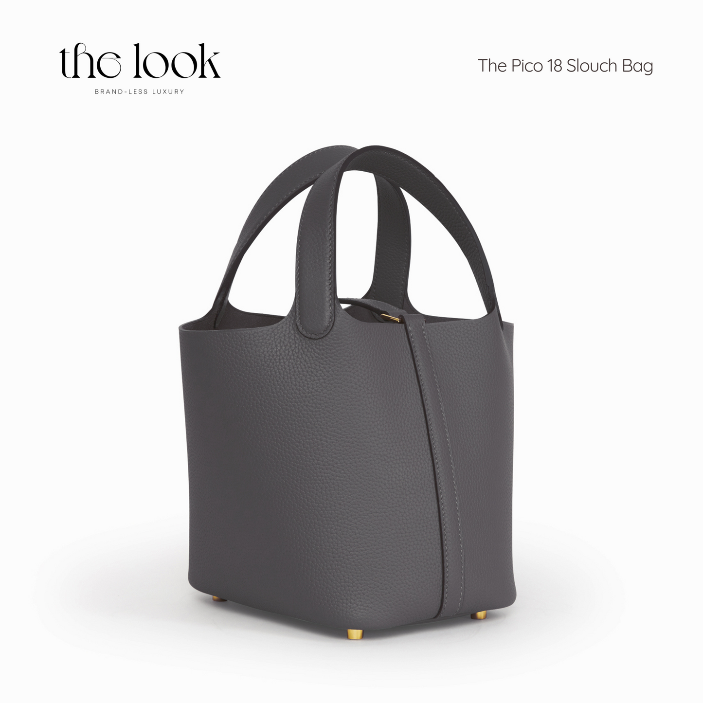 The Portia 18 Graphite Gray Small Bucket Bag- Soft Calfskin Leather | Gold Hardware ( Elité Edition)
