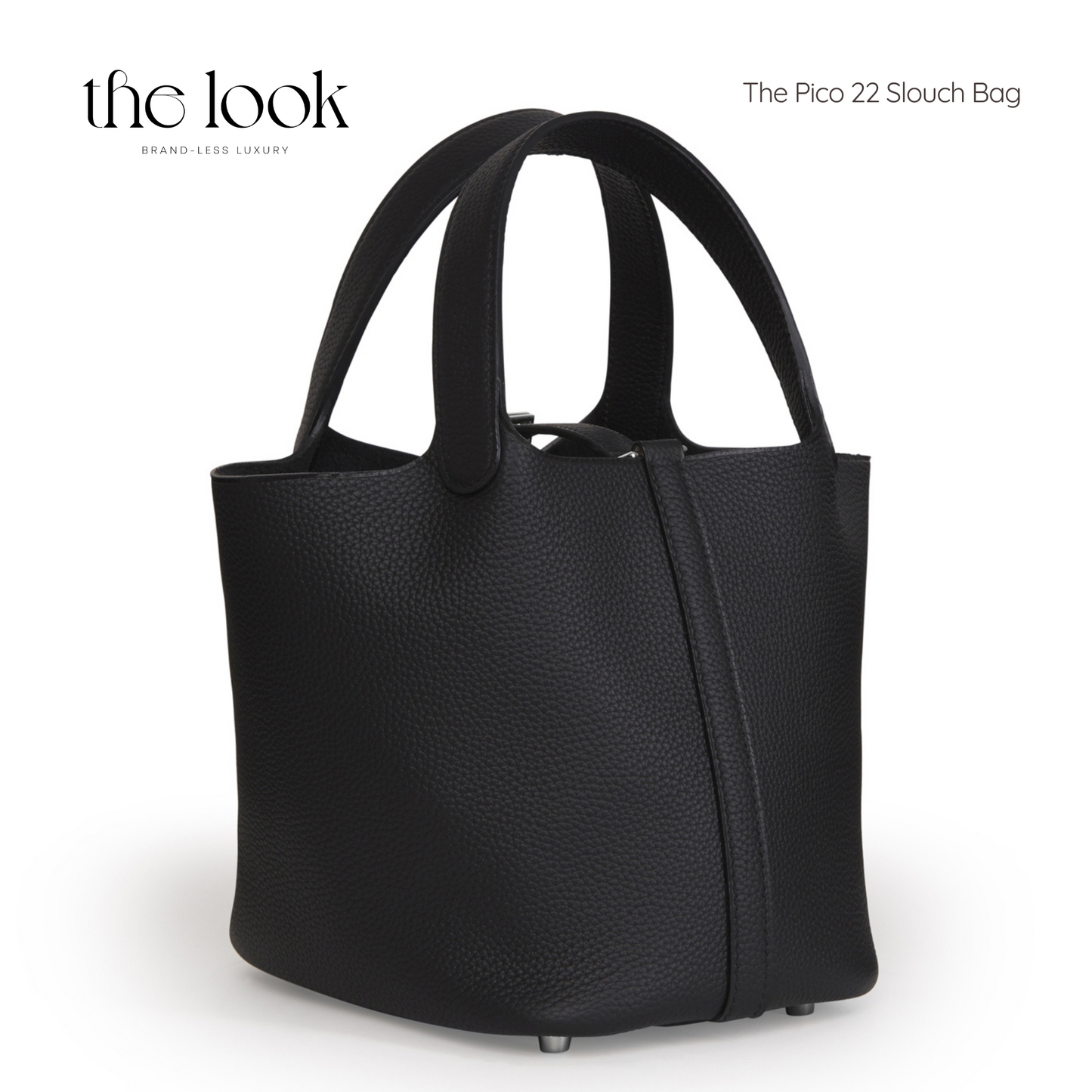 The Pico 22 Slouch Bag Clemence Leather in Noir SHW by The Look ( Elité Edition)