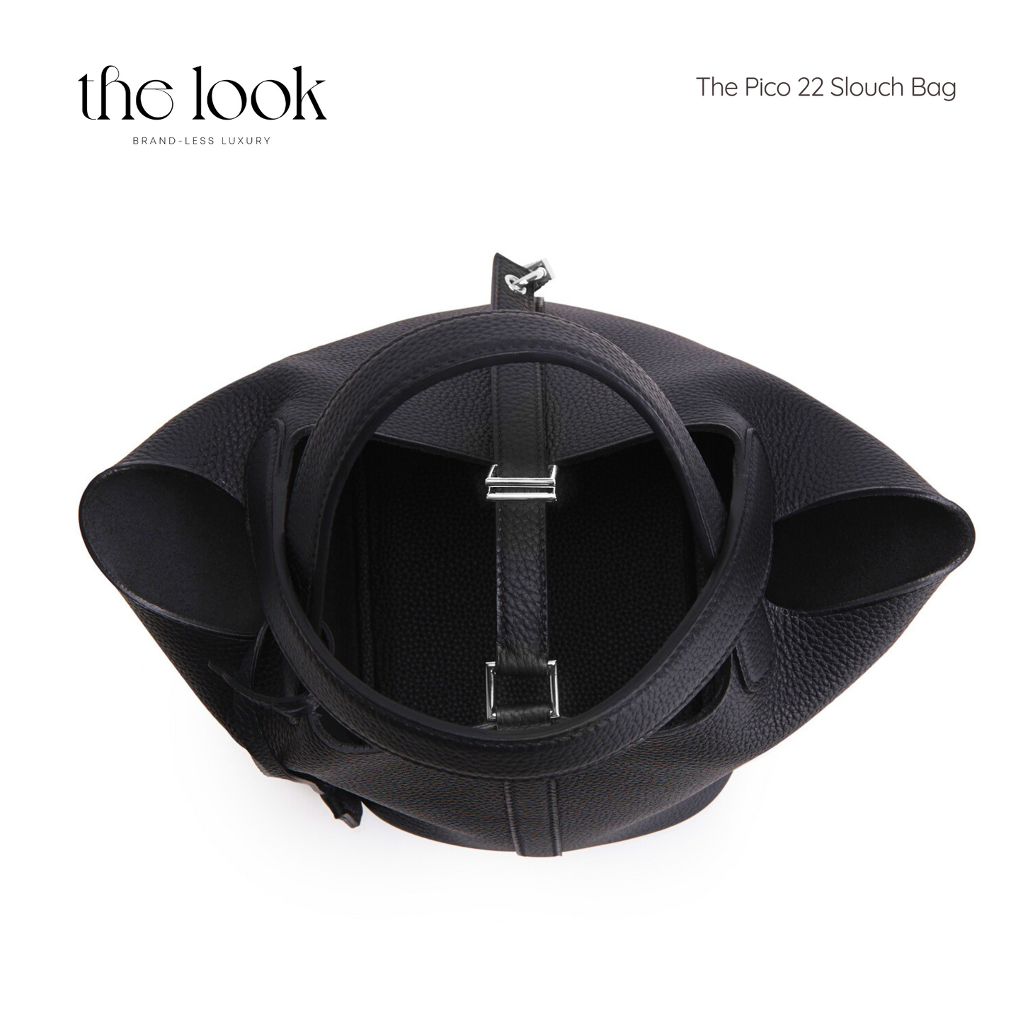 The Pico 22 Slouch Bag Clemence Leather in Noir SHW by The Look ( Elité Edition)