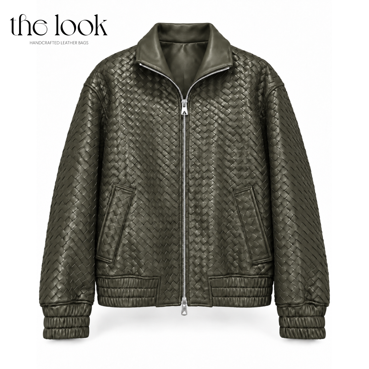 The Loop Weave Bomber Jacket in Olive, front view