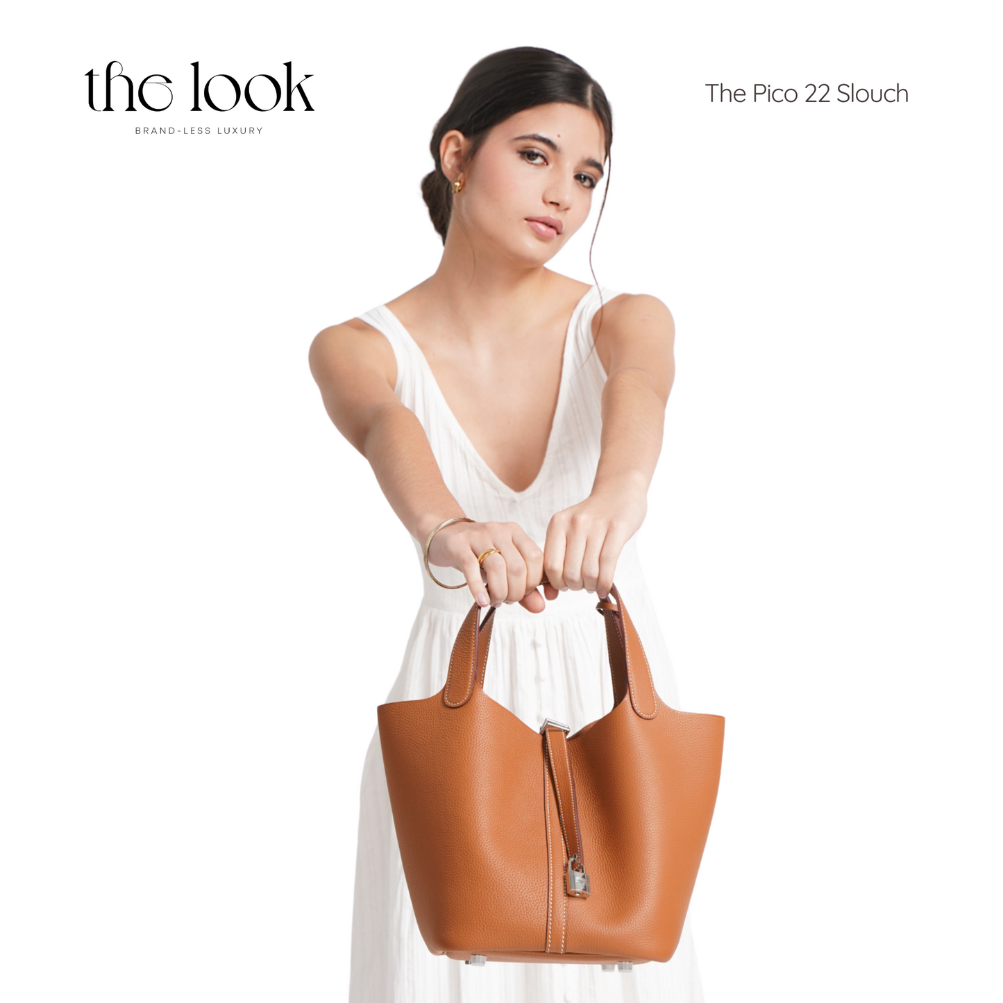 The Portia 22 Biscuit Nude Medium Bucket Bag- Soft Calfskin Leather | Gold Hardware ( Elité Edition)