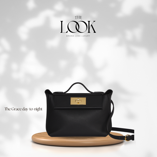 Close-up of a quality leather bag showing even stitching, sealed edges, and solid hardware from The Look Officiel