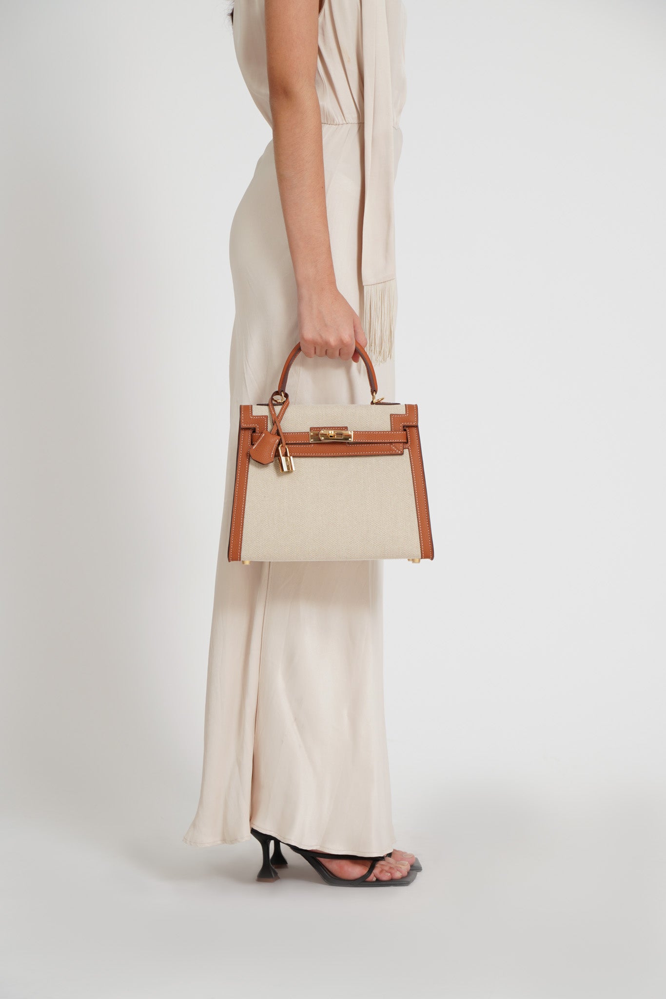 The Grace 28 Satchel Epsom Leather in Etoupe SHW by The Look