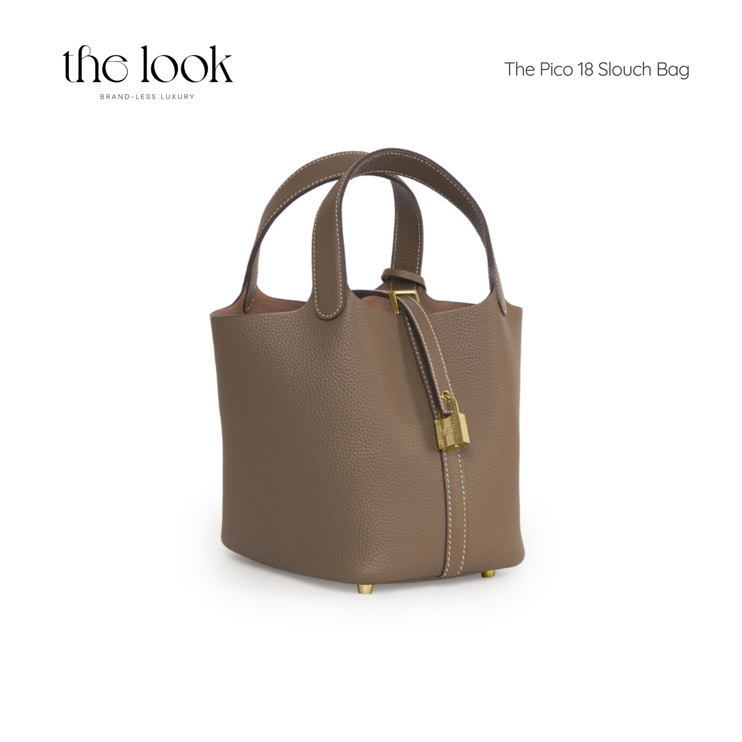 The Pico 18 Slouch Bag Clemence Leather in Etoupe GHW by The Look (Elité Edition)