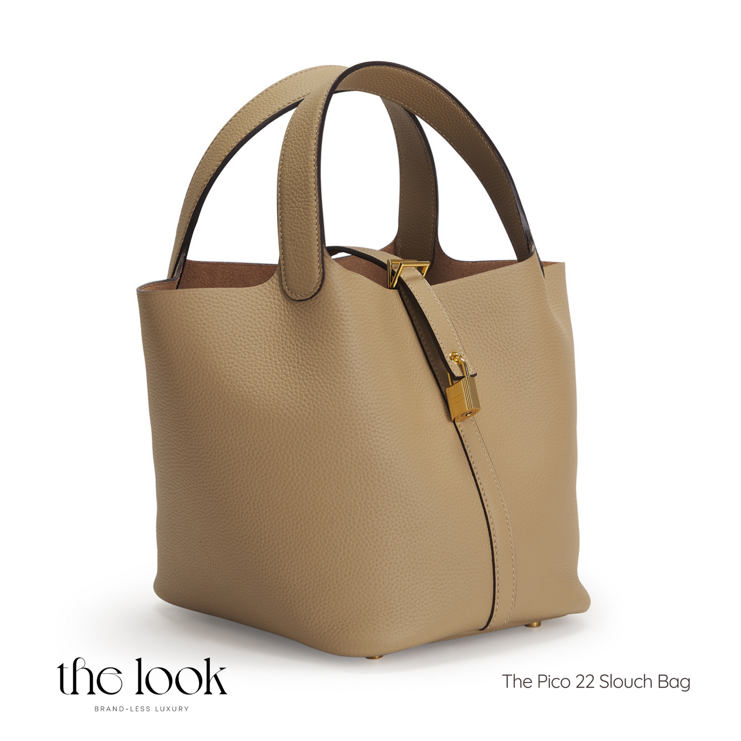 The Pico 22 Slouch Bag Clemence Leather in Biscuit GHW by The Look ( Elitè Edition)