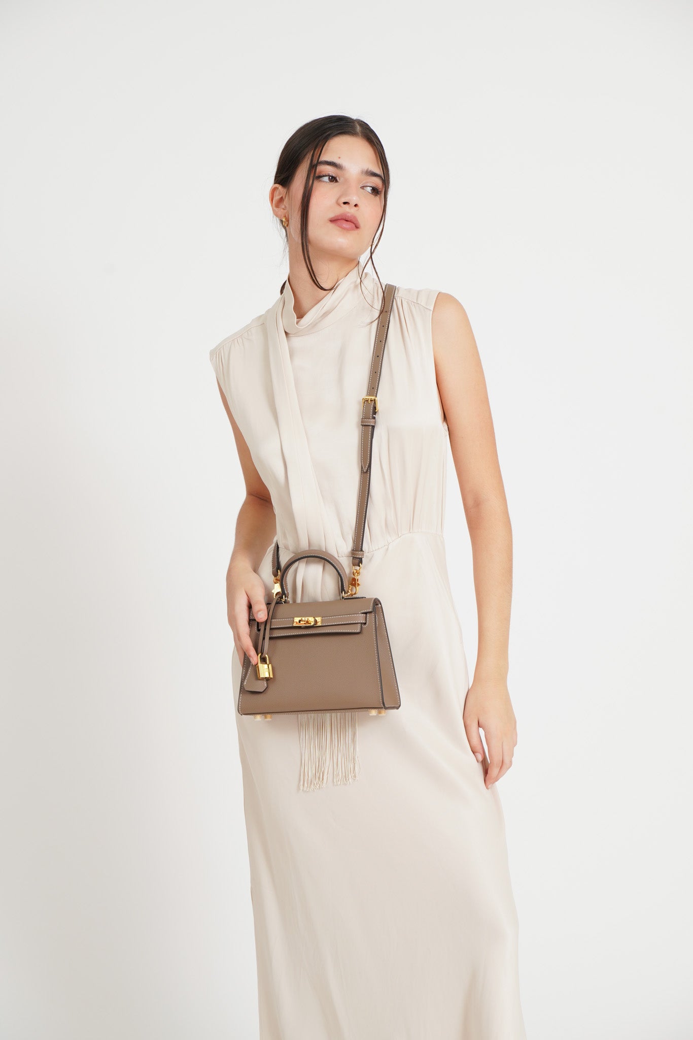 The Grace 22 Satchel Epsom Leather in Cream GHW by The Look