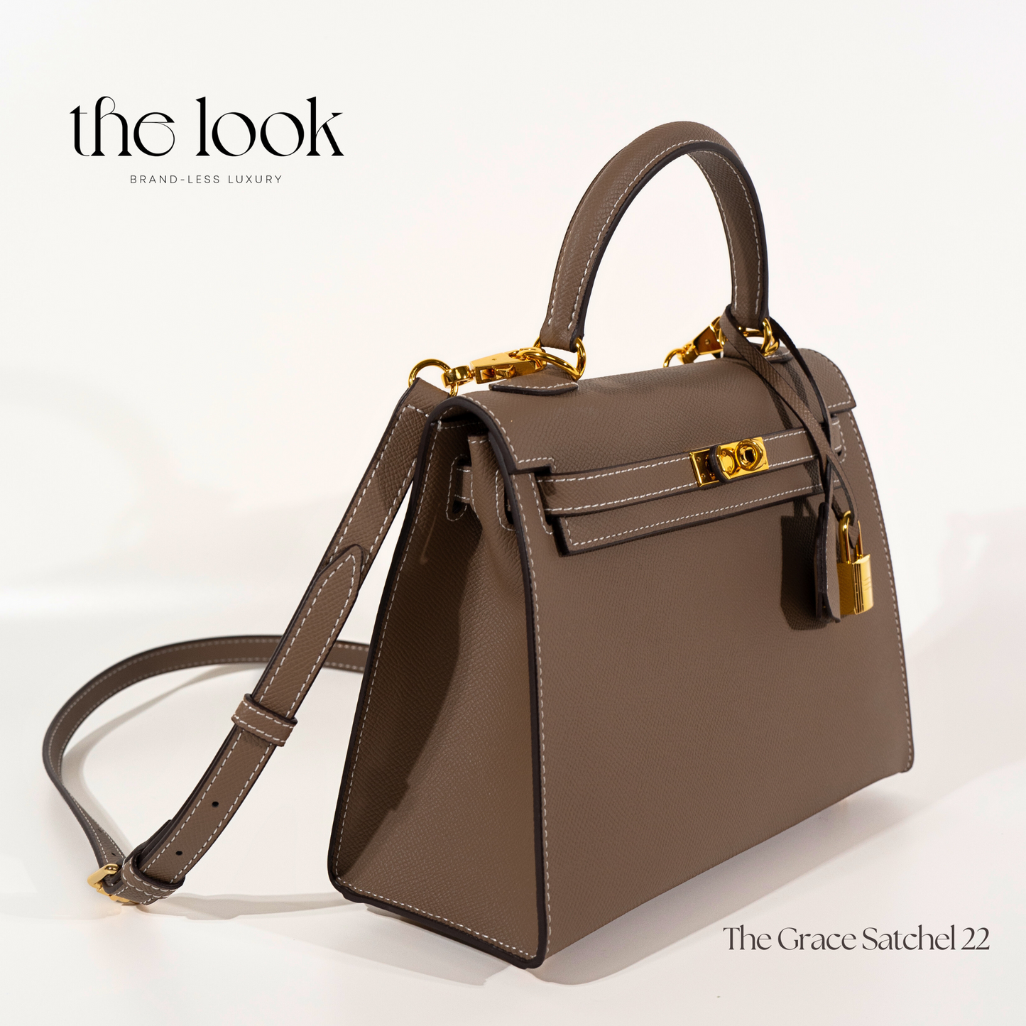 The Grace 22 Satchel Epsom Leather in Etoupe GHW by The Look