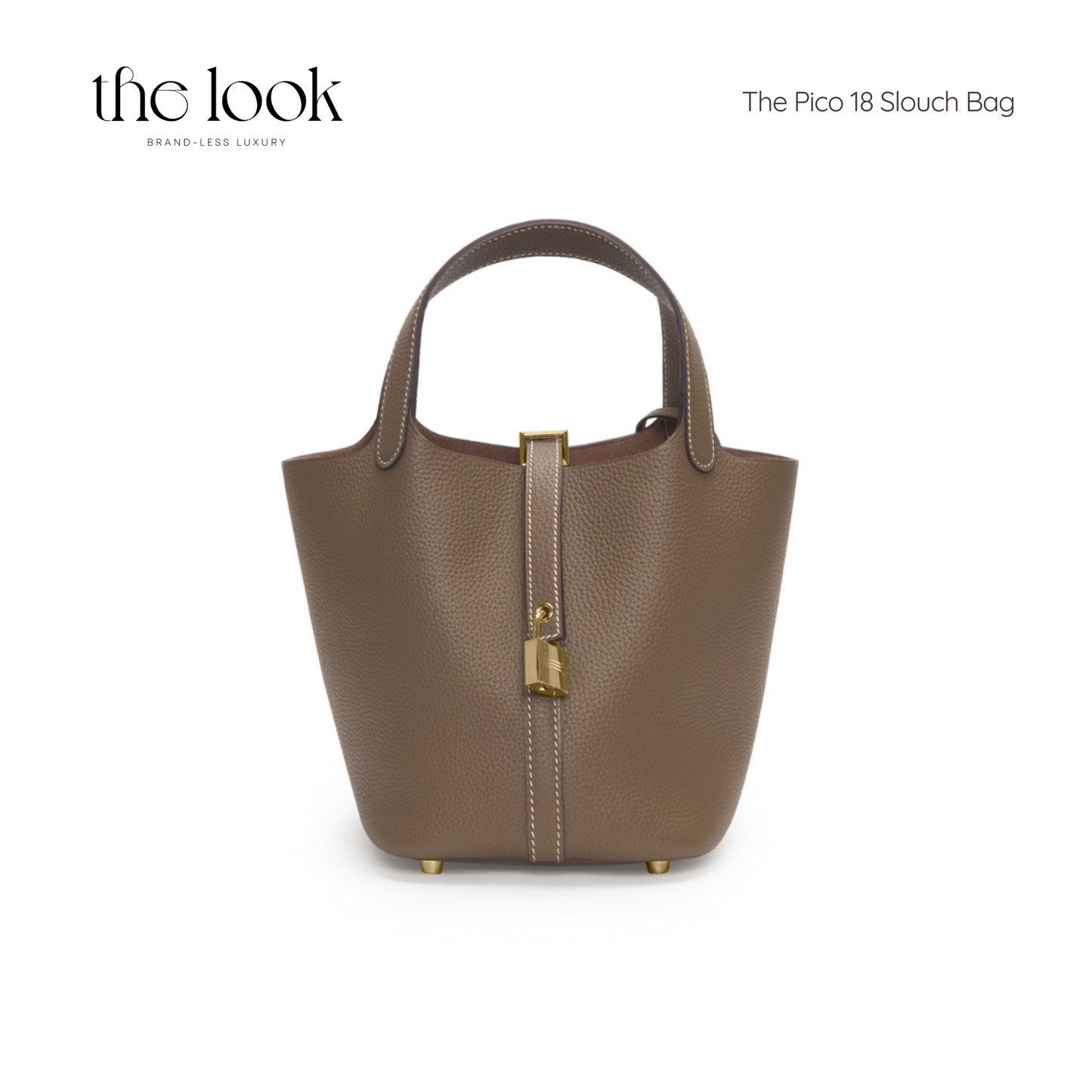 The Pico 18 Slouch Bag Clemence Leather in Etoupe GHW by The Look (Elité Edition)