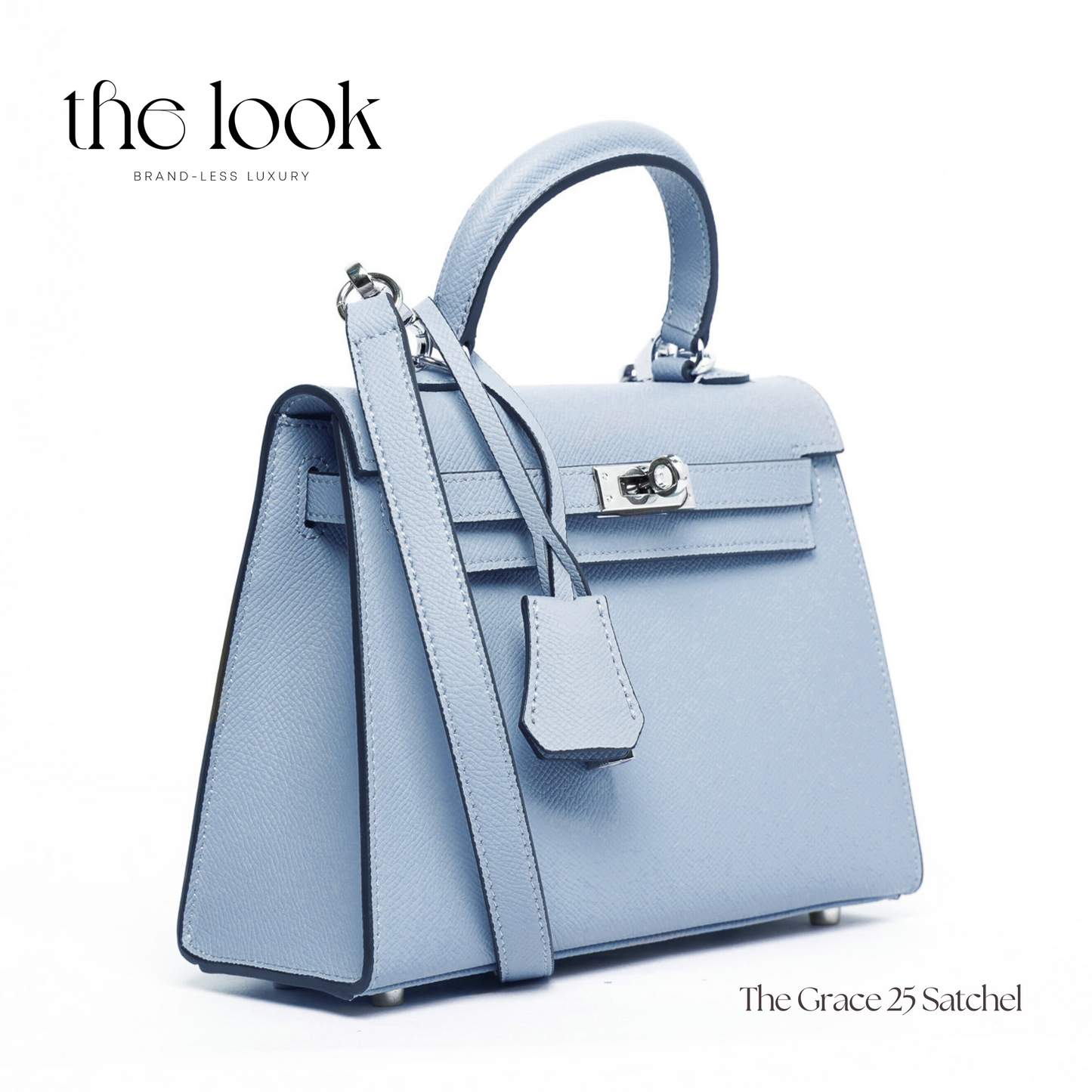 The Grace 25 Satchel Epsom Leather in Bleu Brume SHW by The Look