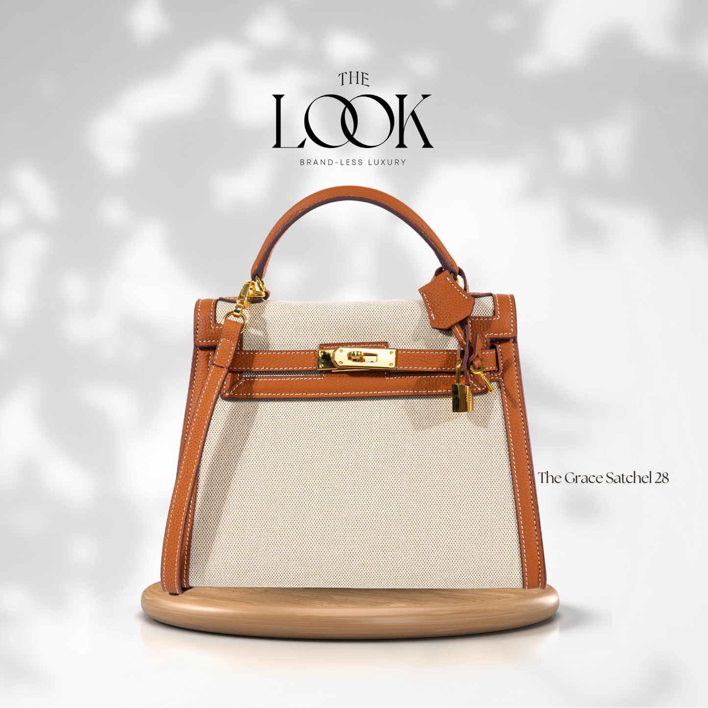 The Grace 28 Satchel in Pebbled Leather & Canvas Dual Tone GHW by The Look