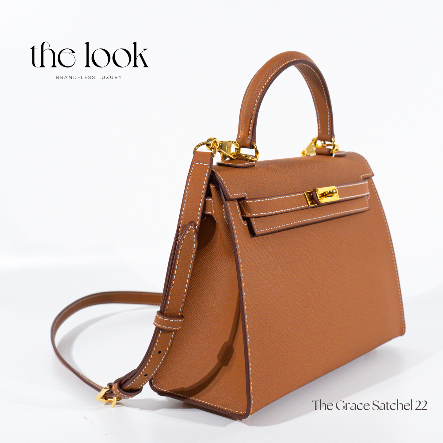 The Grace 22 Satchel Epsom Leather in Gold Tan GHW by The Look