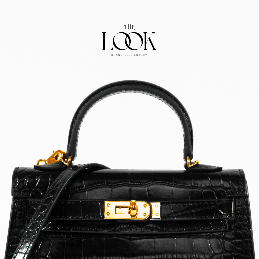 The Grace 19 Mini in Croc Noir GHW by The Look