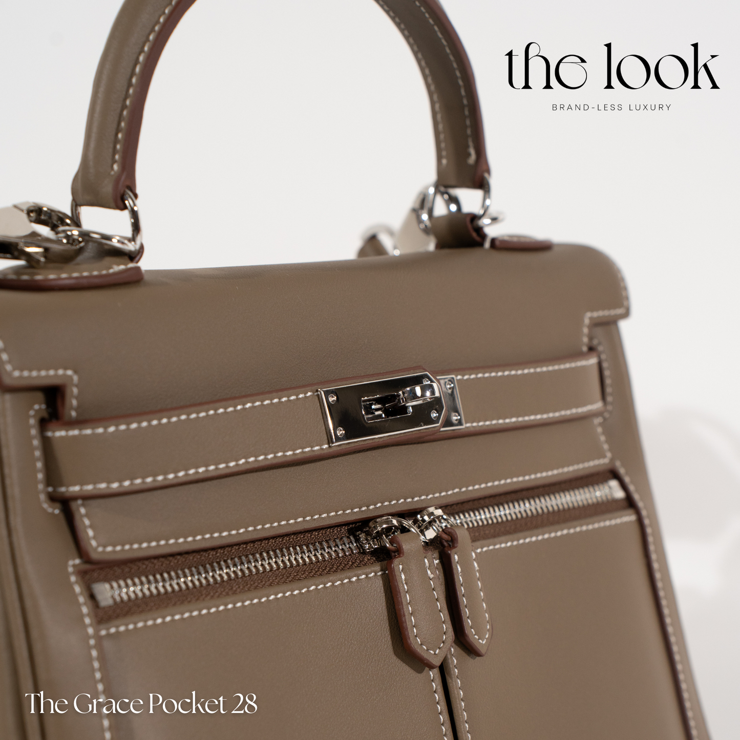 The Grace 28 Pocket Swift Leather Etoupe SHW by The Look