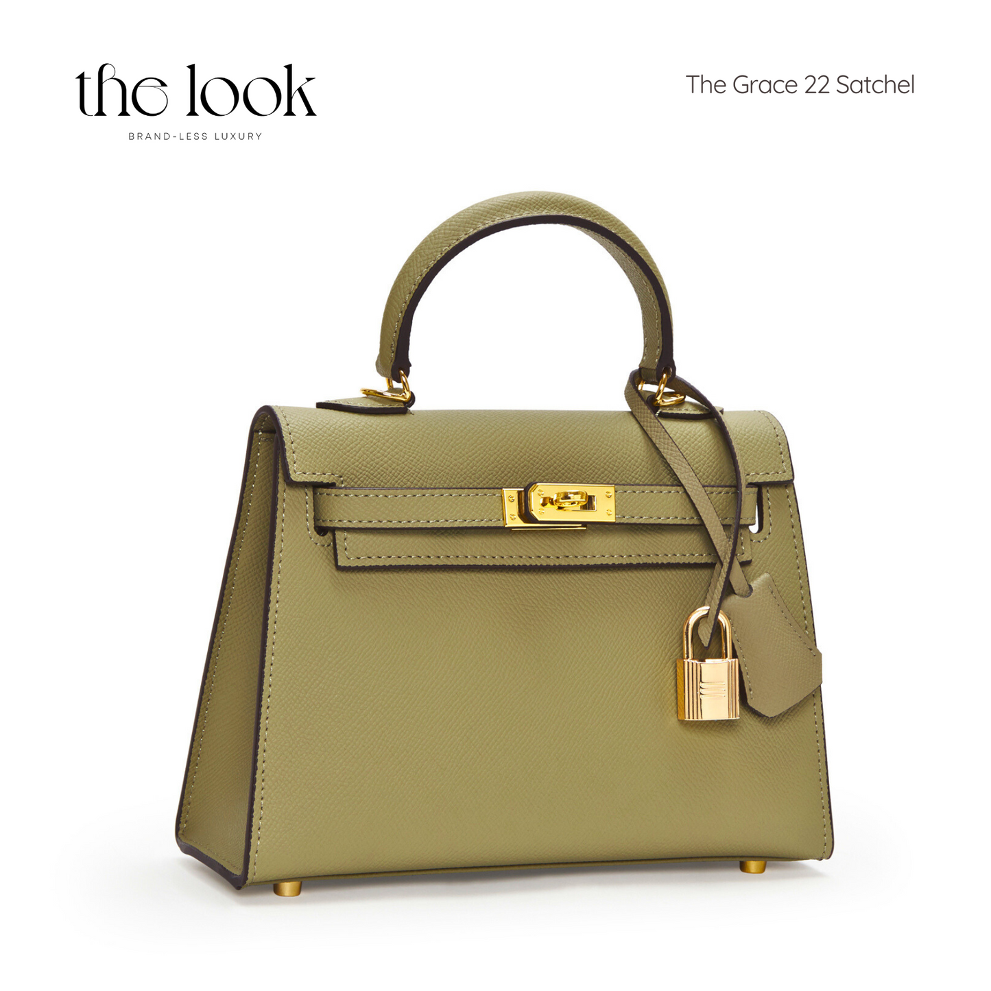 The Grace 22 Satchel Epsom Leather in Sage  GHW by The Look