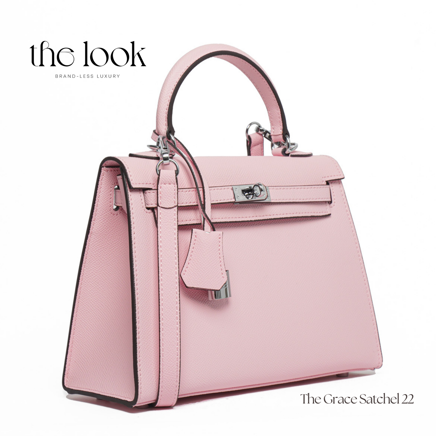 The Grace 22 Satchel Epsom Leather in Sakura Pink SHW by The Look