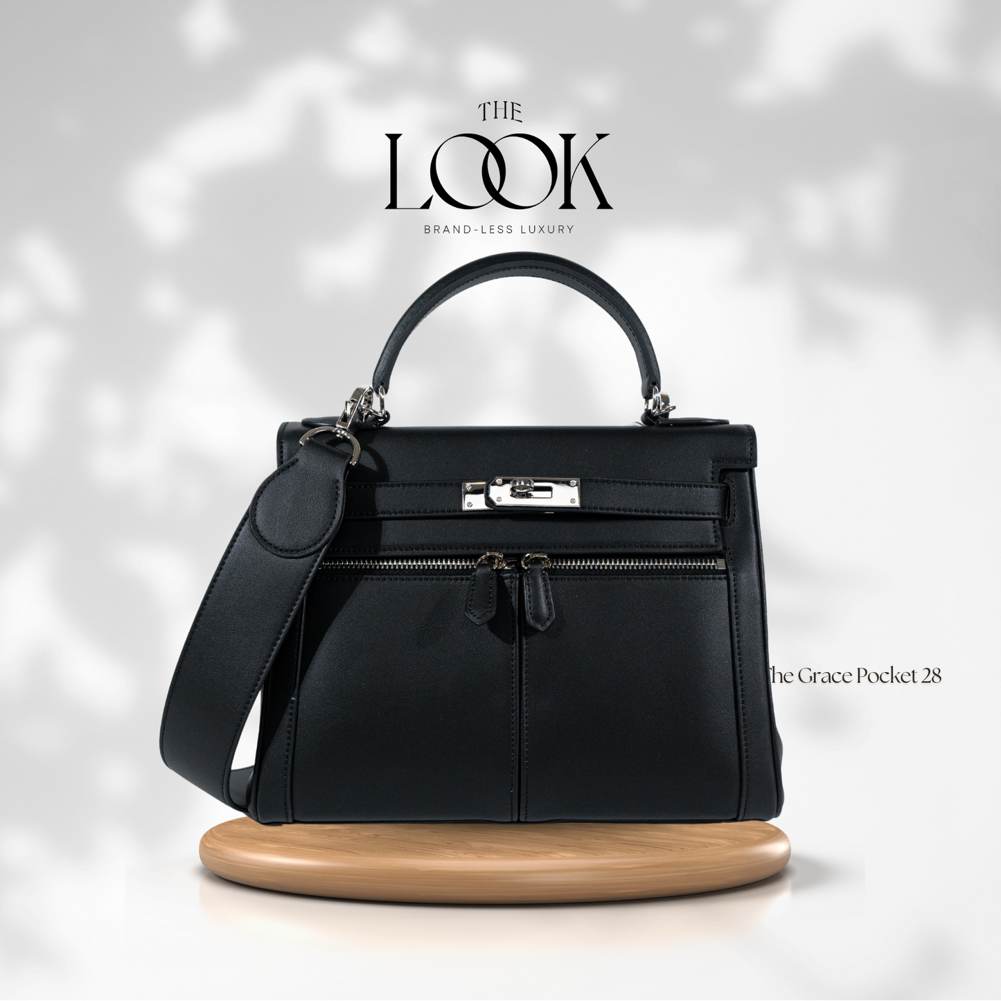 The Grace 28 Pocket Swift Leather in Noir SHW by The Look