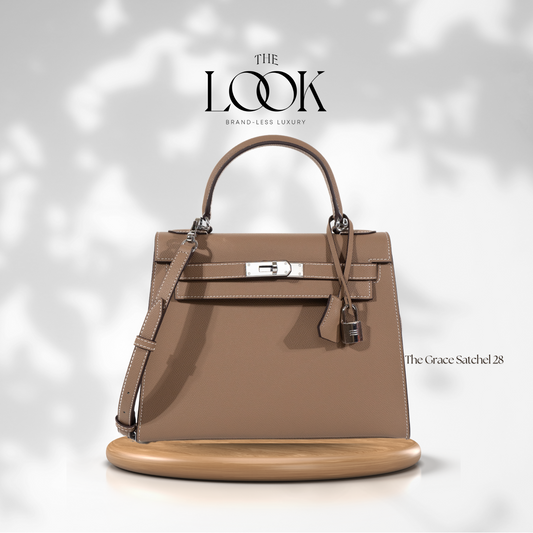 The Grace 28 Satchel Epsom Leather in Etoupe SHW by The Look