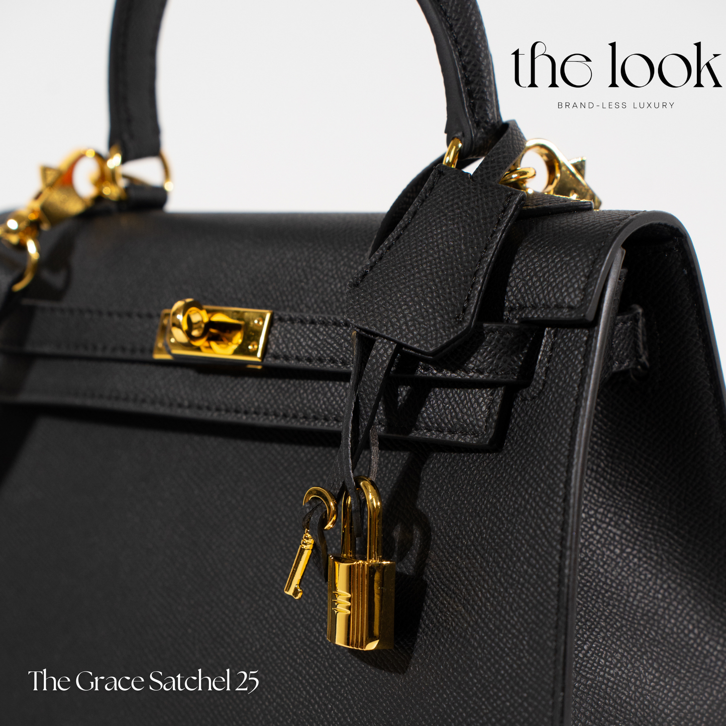 The Grace 25 Satchel Epsom Leather in Noir GHW by The Look