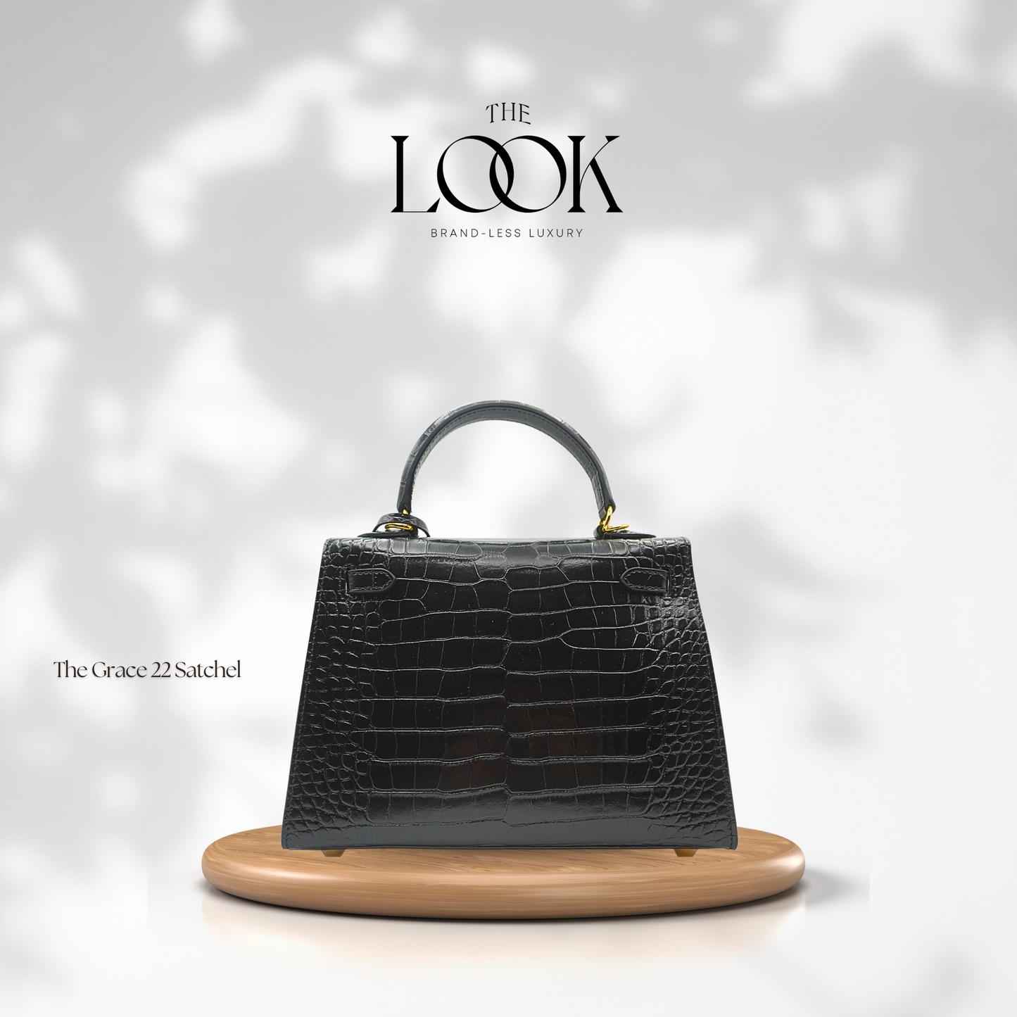 The Grace 22 Satchel Croc Embossed Leather in Noir GHW by The Look