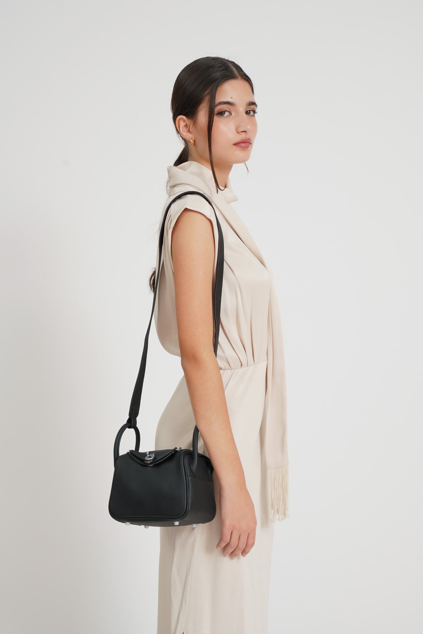 The Linda Mini Togo Leather in Noir SHW by The Look