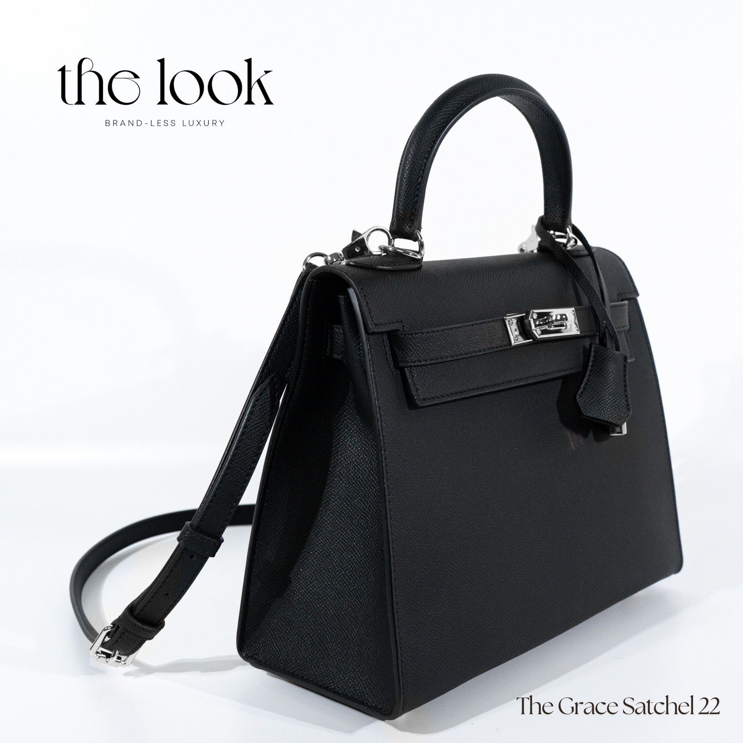 The Grace 22 Satchel Epsom Leather in Noir SHW by The Look