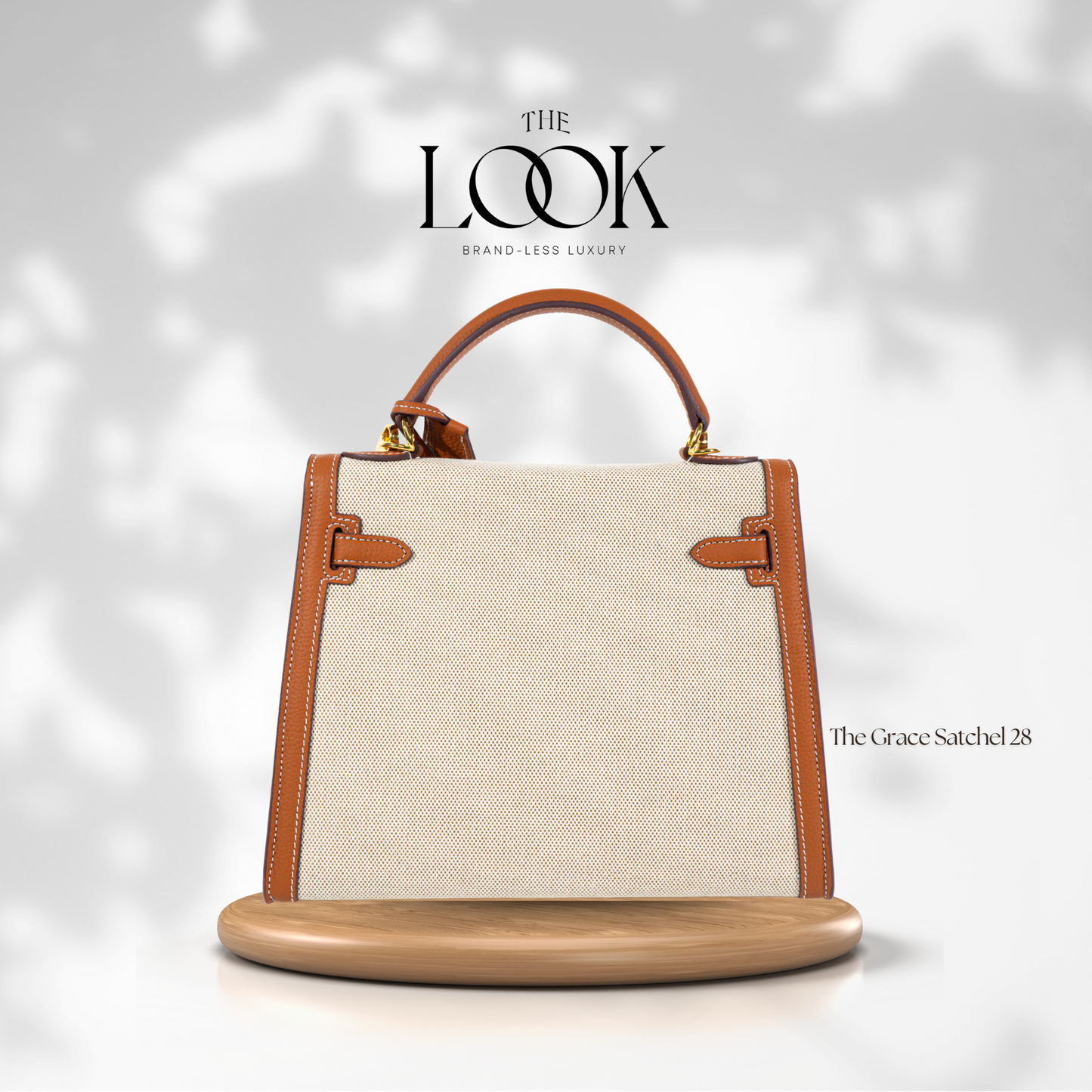 The Grace 28 Satchel in Pebbled Leather & Canvas Dual Tone GHW by The Look