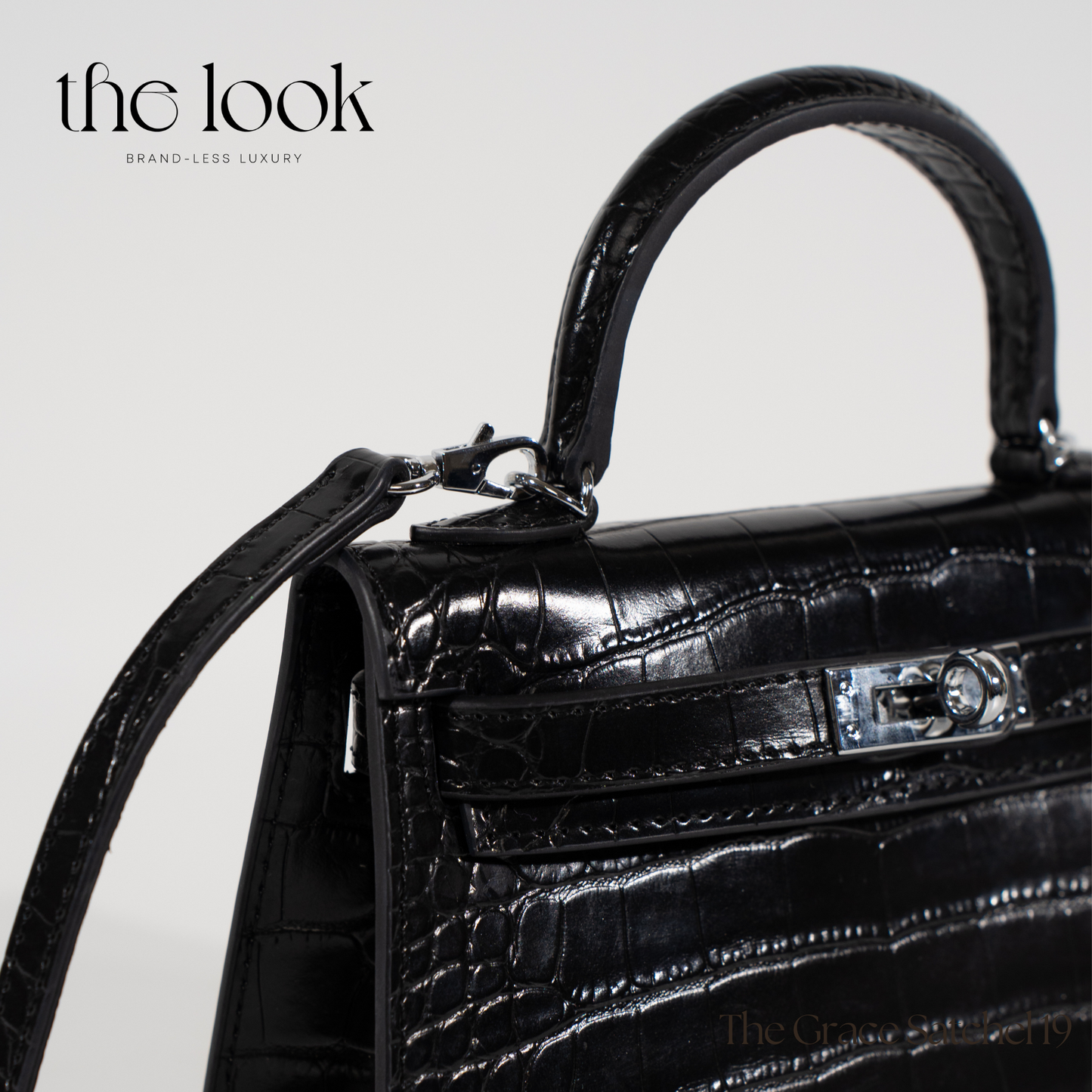 The Grace 19 Mini in Croc Noir SHW by The Look