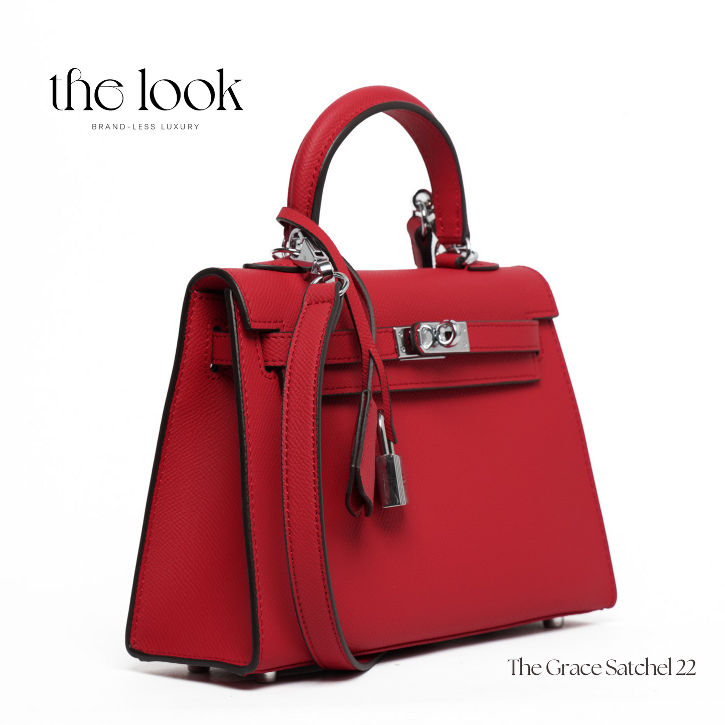 The Grace 22 Satchel Epsom Leather in Ruby SHW by The Look