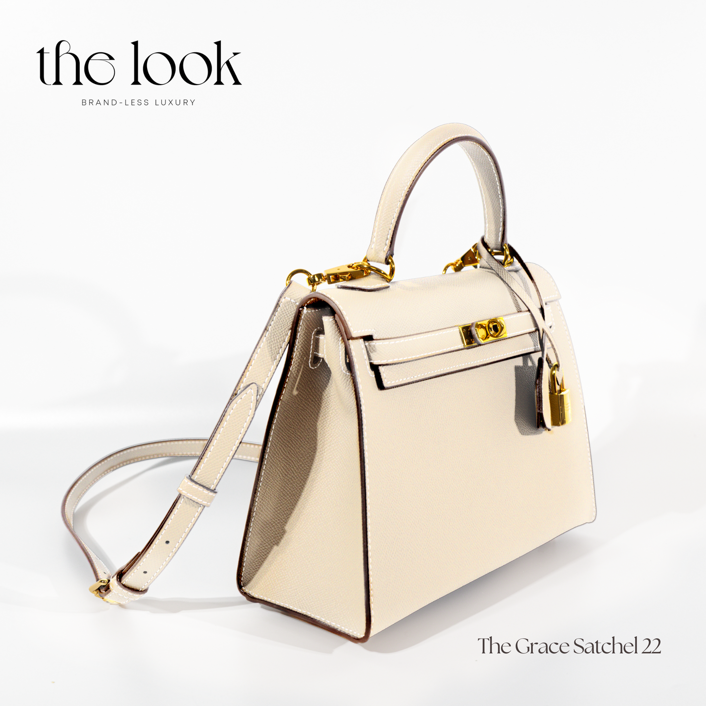 The Grace 22 Satchel Epsom Leather in Cream GHW by The Look