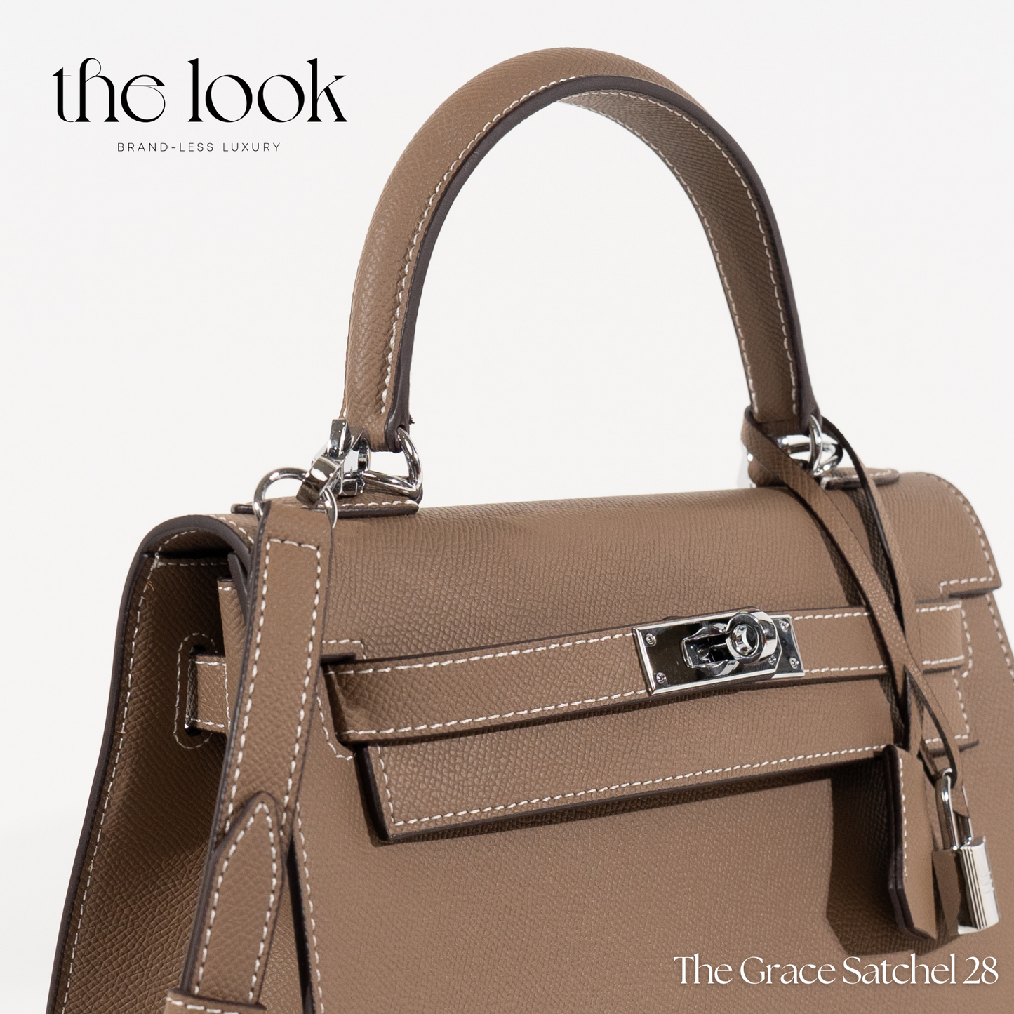 The Grace 28 Satchel Epsom Leather in Etoupe SHW by The Look