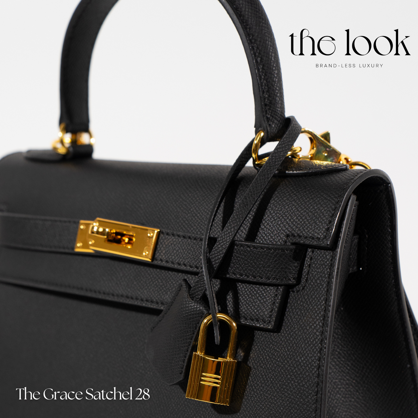 The Grace 28 Satchel Epsom Leather in Noir GHW by The Look