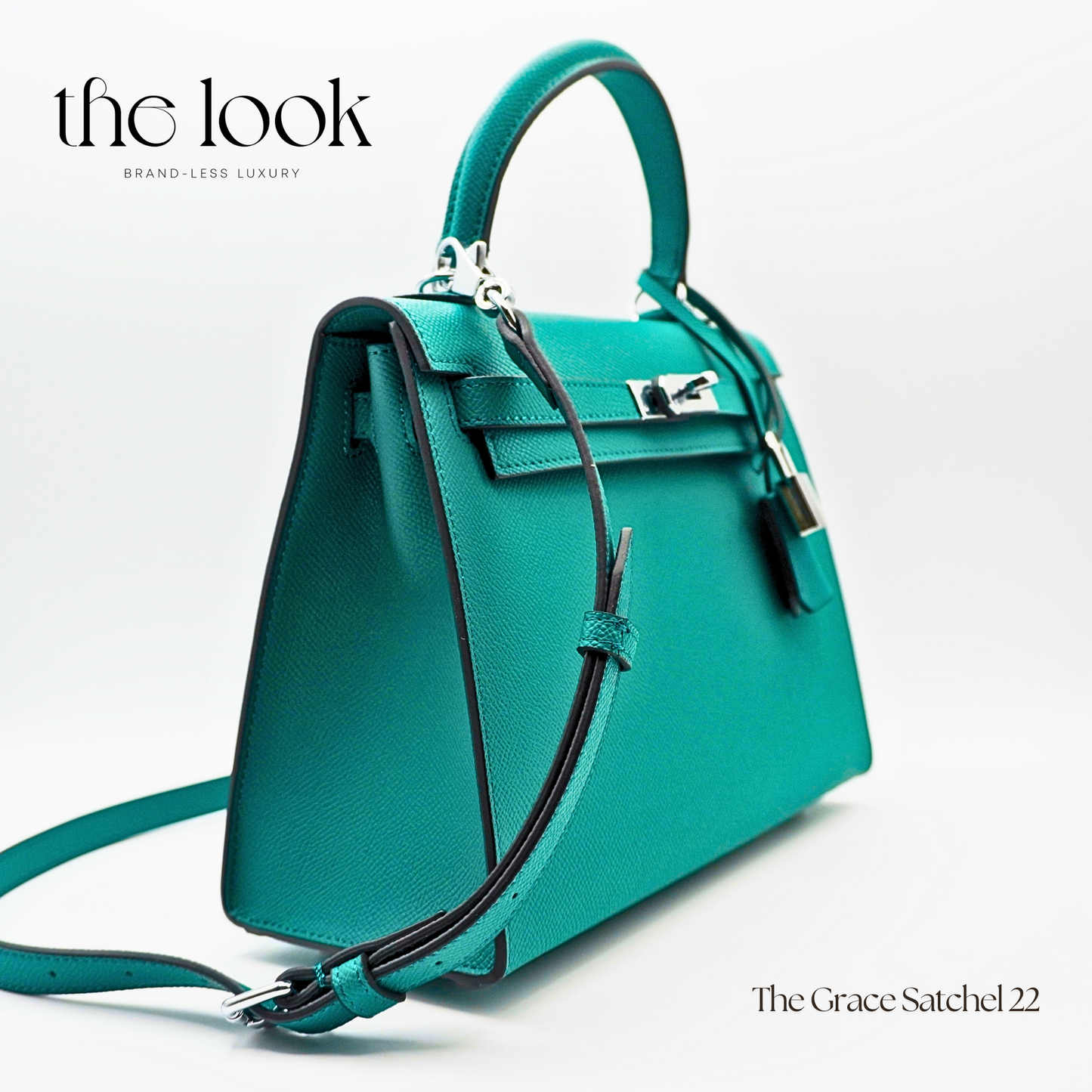 The Grace 22 Satchel Epsom Leather in Malachite SHW by The Look